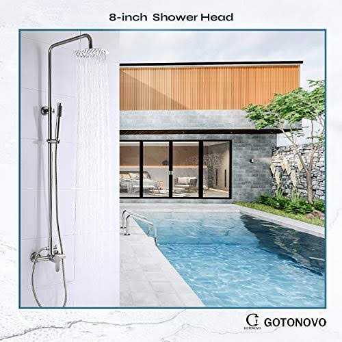Gotonovo Outdoor Shower Faucet Sus304 Shower Fixture System Combo Set Rainfall