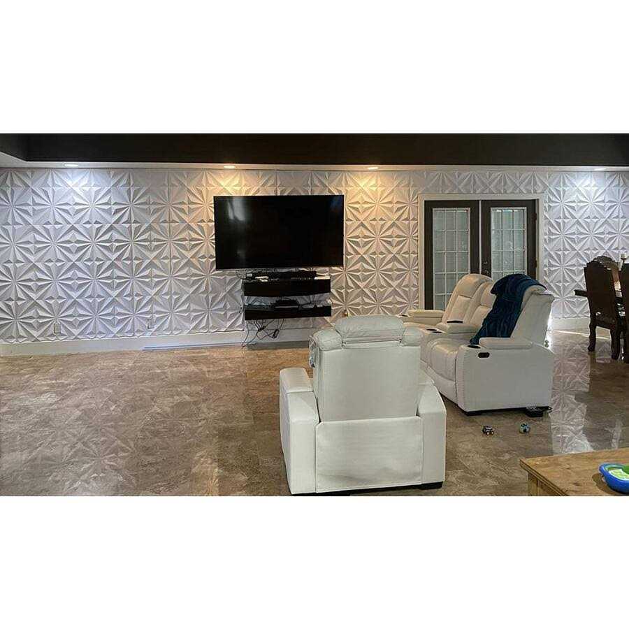 Art3dwallpanels 19.7 in. x 19.7 in. 32 sq. ft PVC 3D Wall Panel Star Textured for Interior Wall Decor