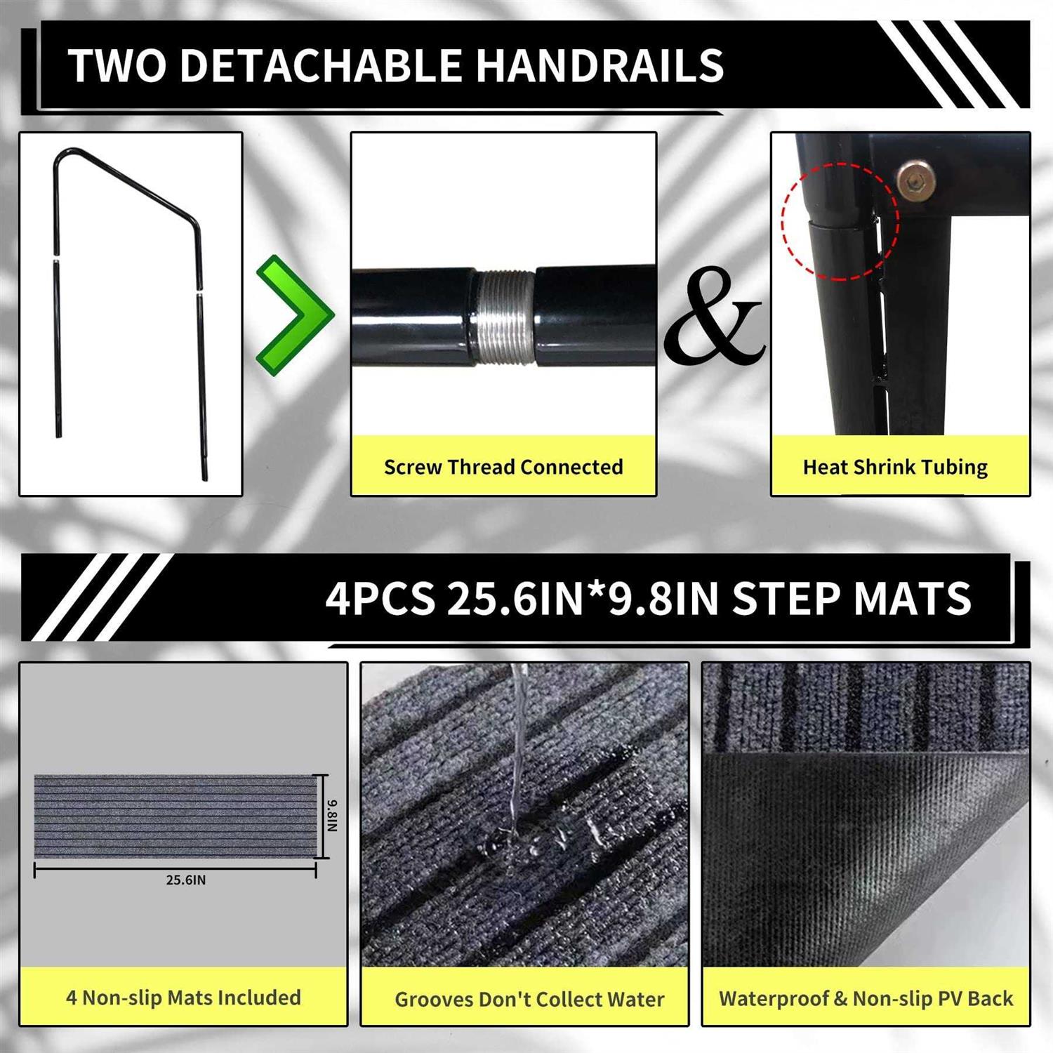RV Steps with Two handrails 2 Steps Mobile Home Stairs Steps Outdoor