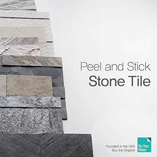 Tic Tac Tiles 4-Sheet Peel and Stick Self Adhesive Removable Stick on Kitchen Backsplash Bathroom 3D Wall Stone Tiles