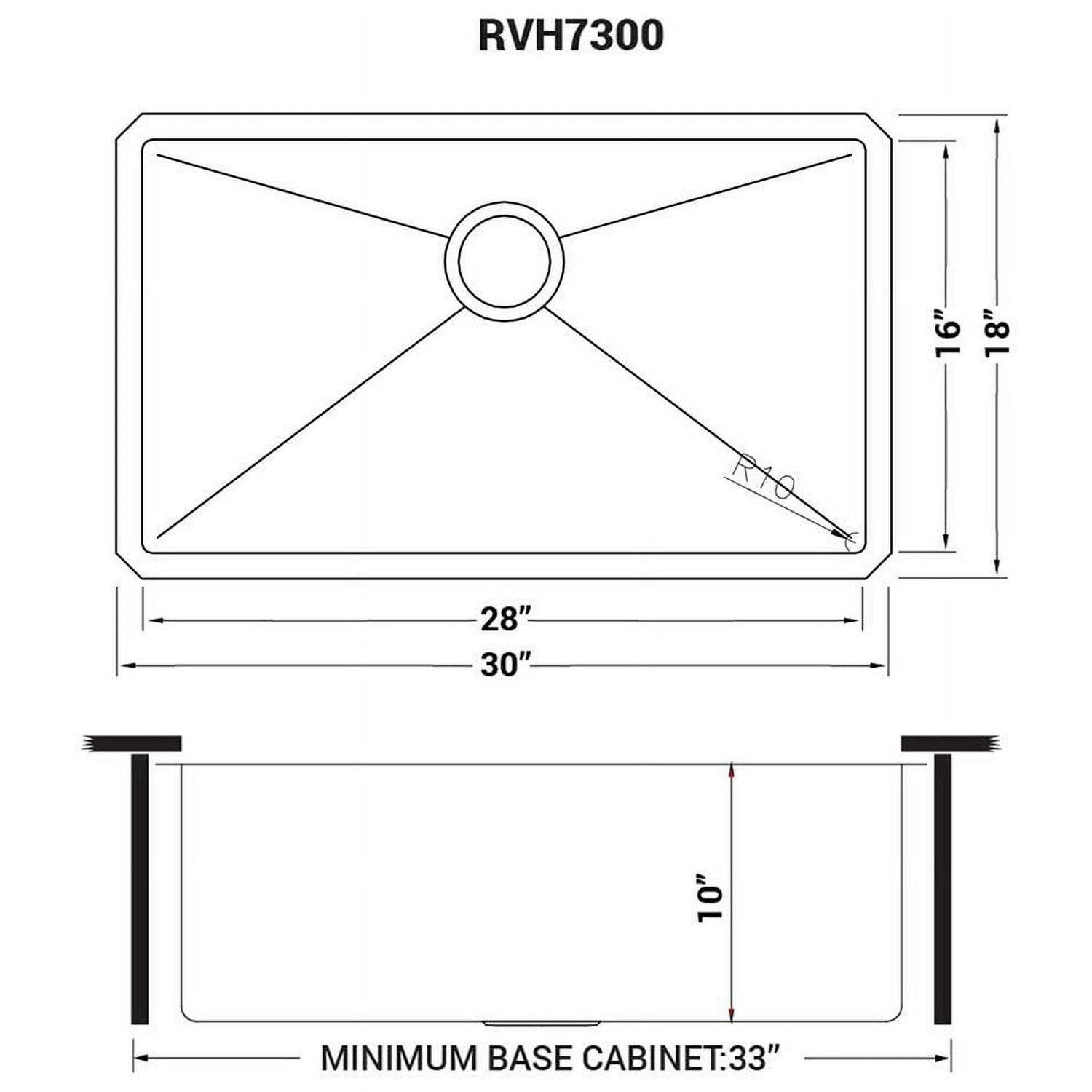 Ruvati Undermount Stainless Steel 30 in. 16-Gauge Single Bowl Kitchen Sink RVH7300