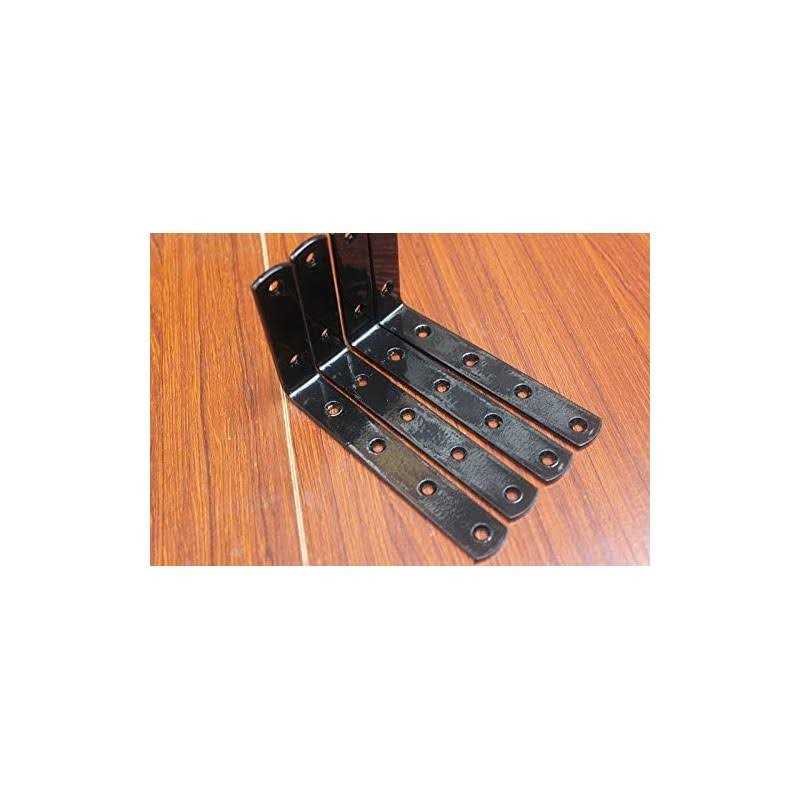 MHMYDZ 4 Pcs Black Steel Heavy DutyL Corner Brace Joint Angle Bracket Shelf Bracket Wall Hanging with Screws 125mmX75mm/5 InchX3 Inch Decorative