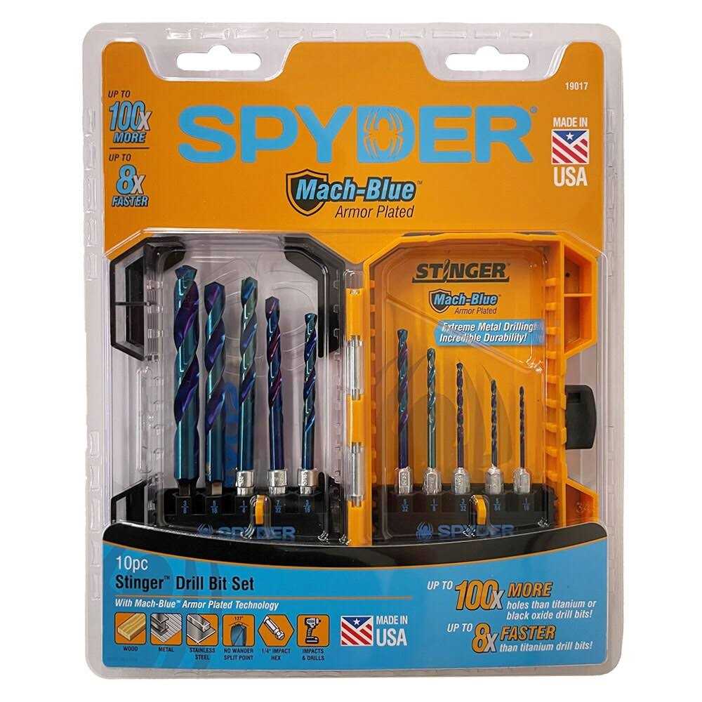 Spyder 19017 Stinger Mach-Blue Hex Shank Drill Bit Set 10Pc