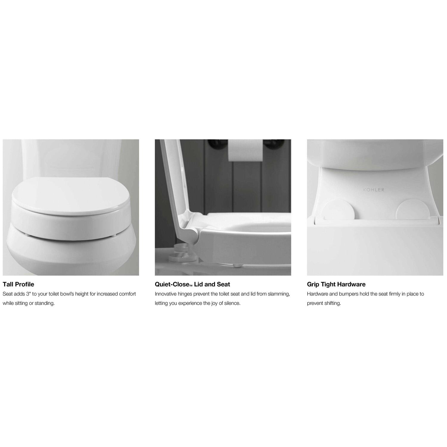 KOHLER Hyten Elevated Quiet-Close Elongated toilet Seat