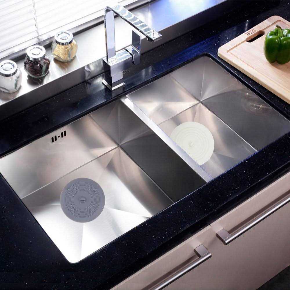 V-top Tub Stopper 2 Pack, 6 inches Large Silicone Drain Plug Hair Stopper Flat Suction Cover for Kitchen Bathroom and Laundry