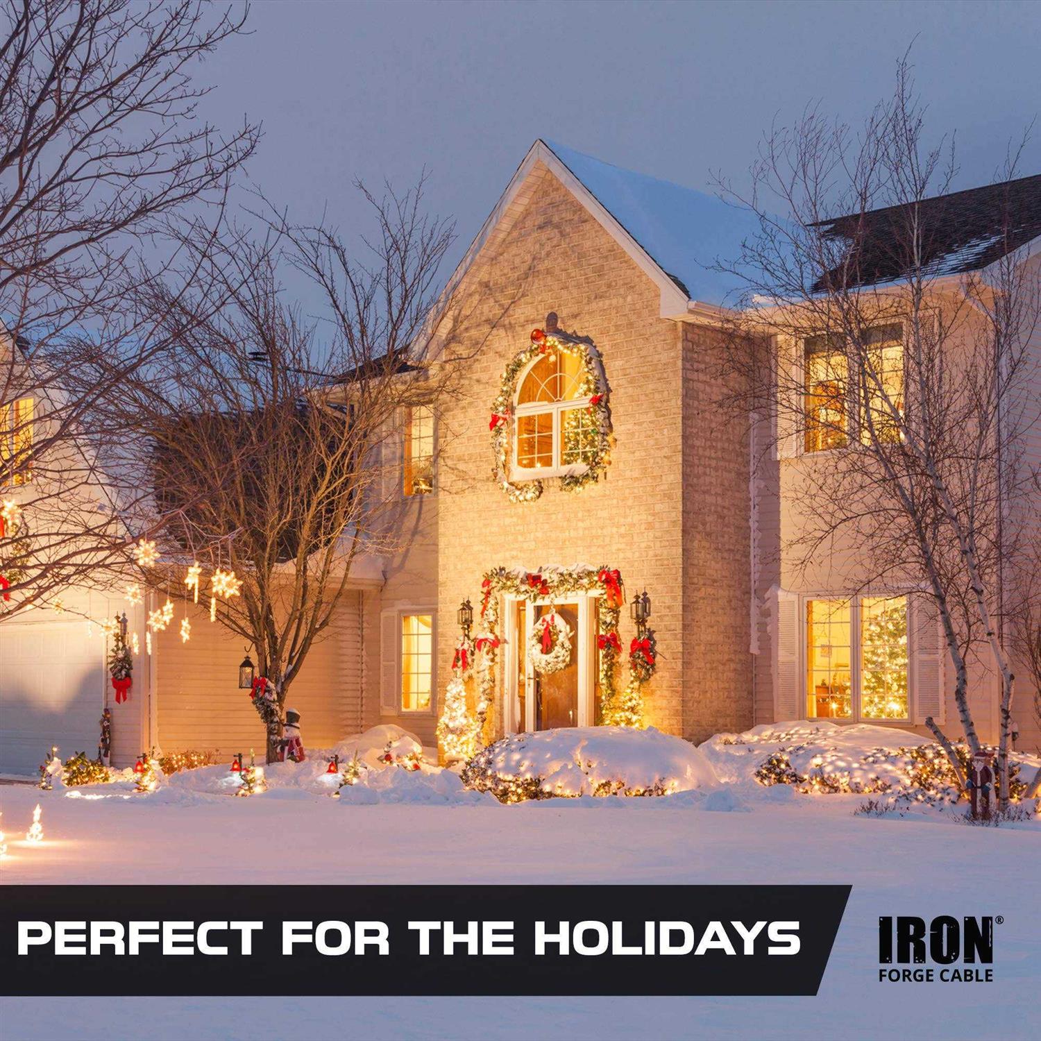 Iron Forge Cable Outdoor Extension Cord 16/3 Sjtw Green Extension Cable with 3 Prong Grounded Plug