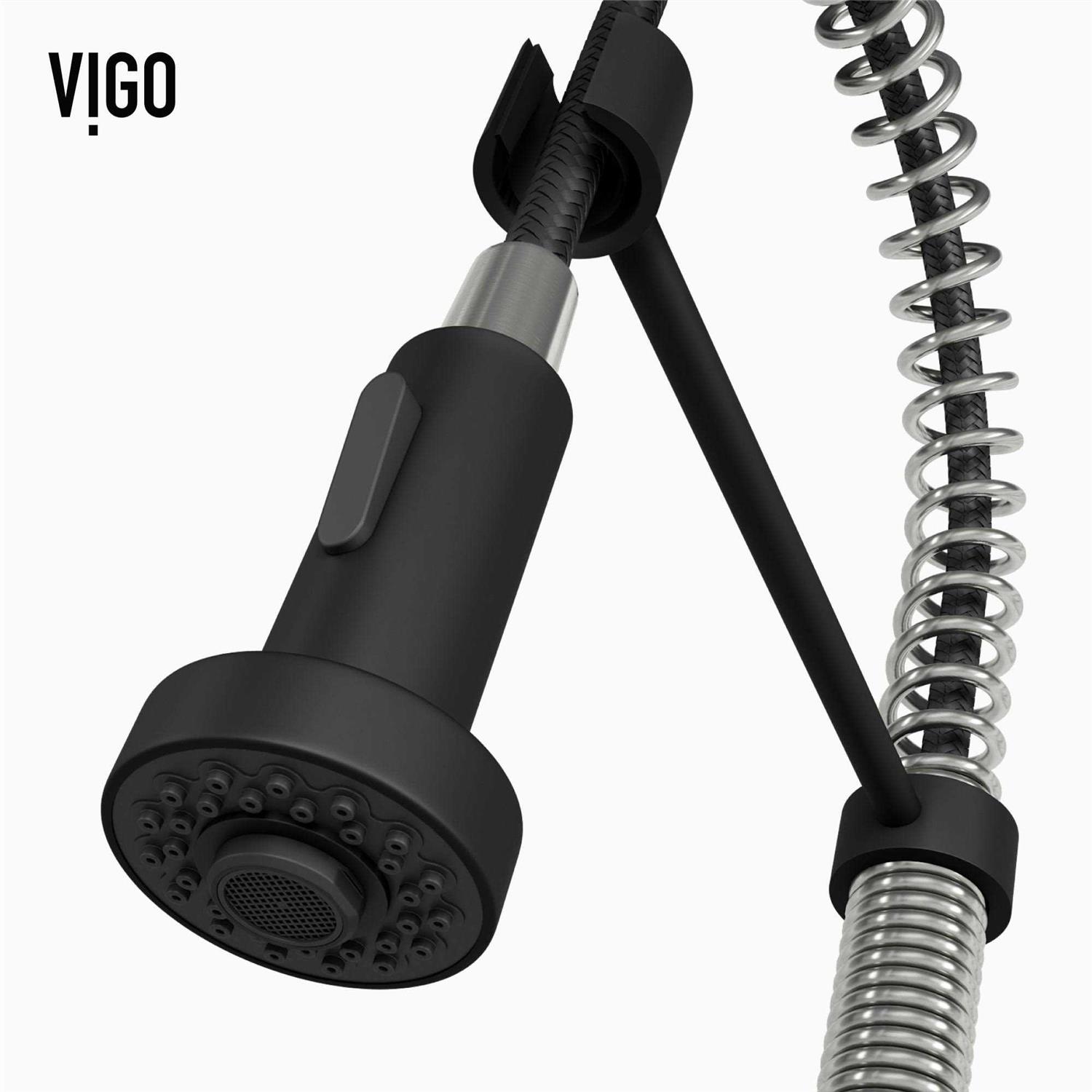 Vigo Edison Pull-Down Spray Kitchen Faucet Stainless Steel/Matte Black VG02001STMB