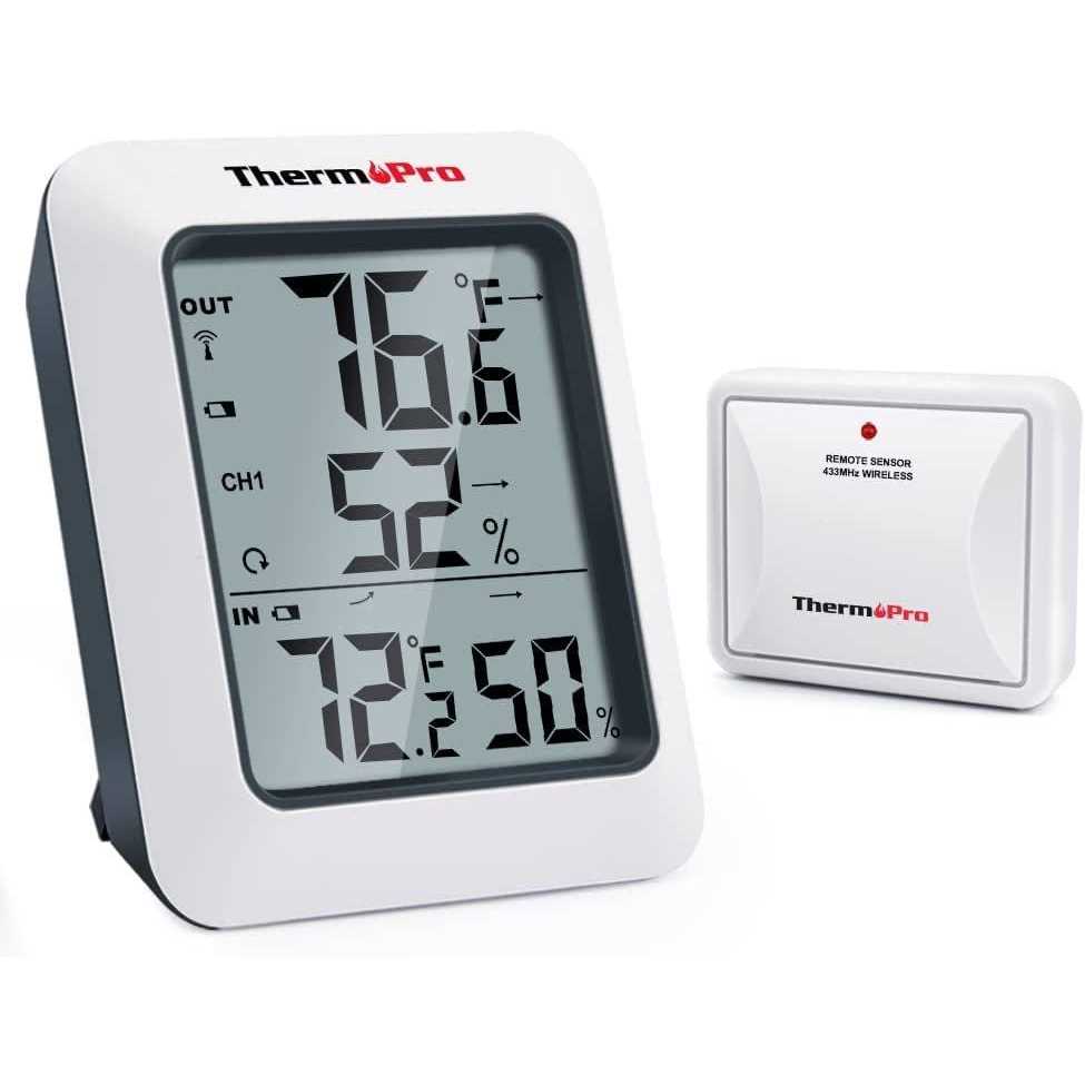 ThermoPro TP60SW Digital Hygrometer Indoor Outdoor Thermometer Wireless Temperature and Humidity Gauge Monitor Room Thermometer