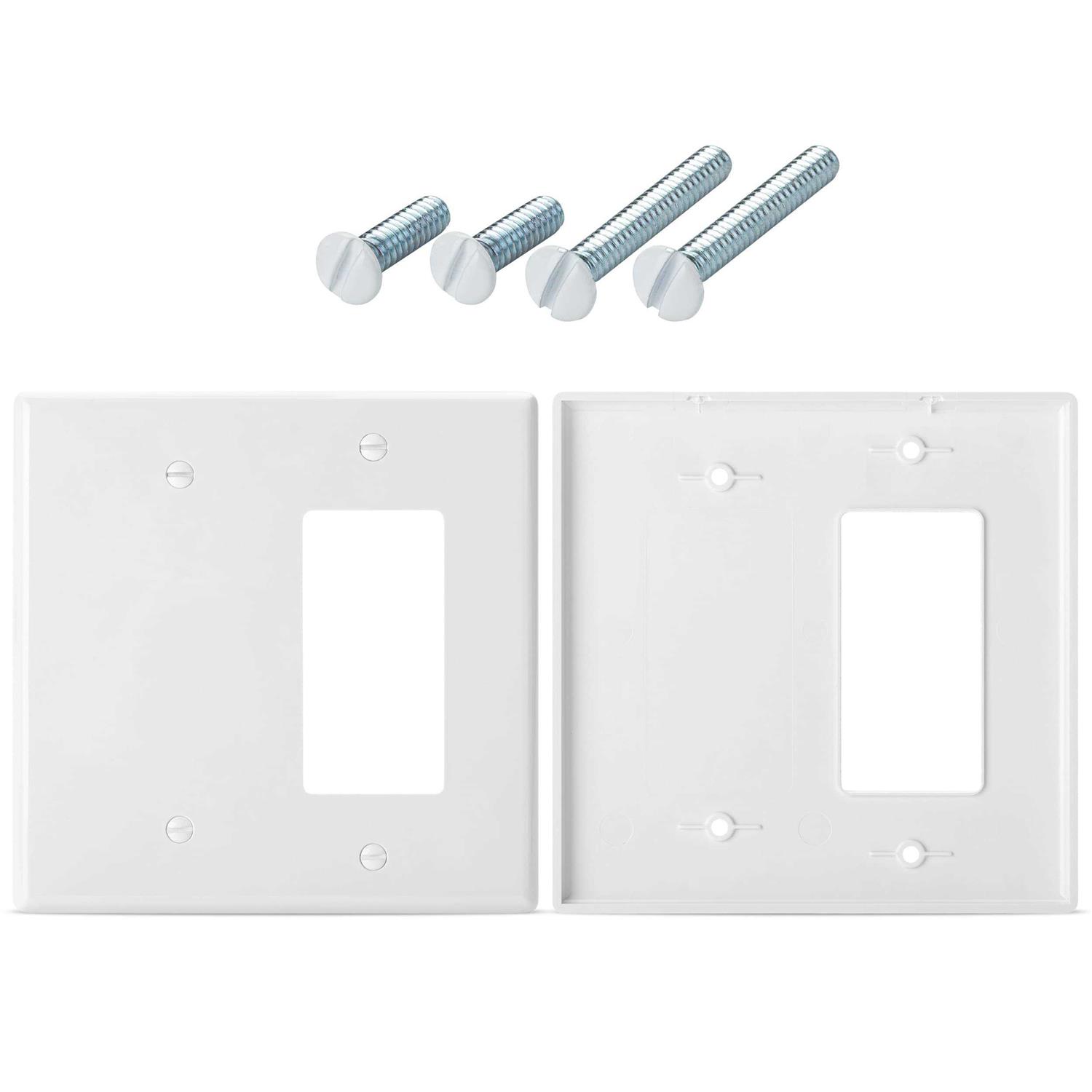 Bates Combination Wall Plate Decorator/Blank 2 Gang Wall Plate Wall Switch Plate Cover