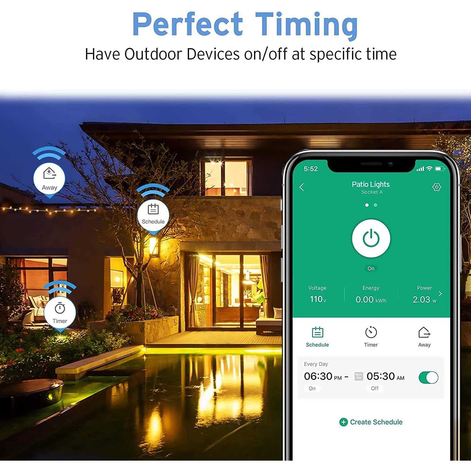 Etekcity Outdoor Smart Plug Outdoor WiFi Outlet with 2 Sockets
