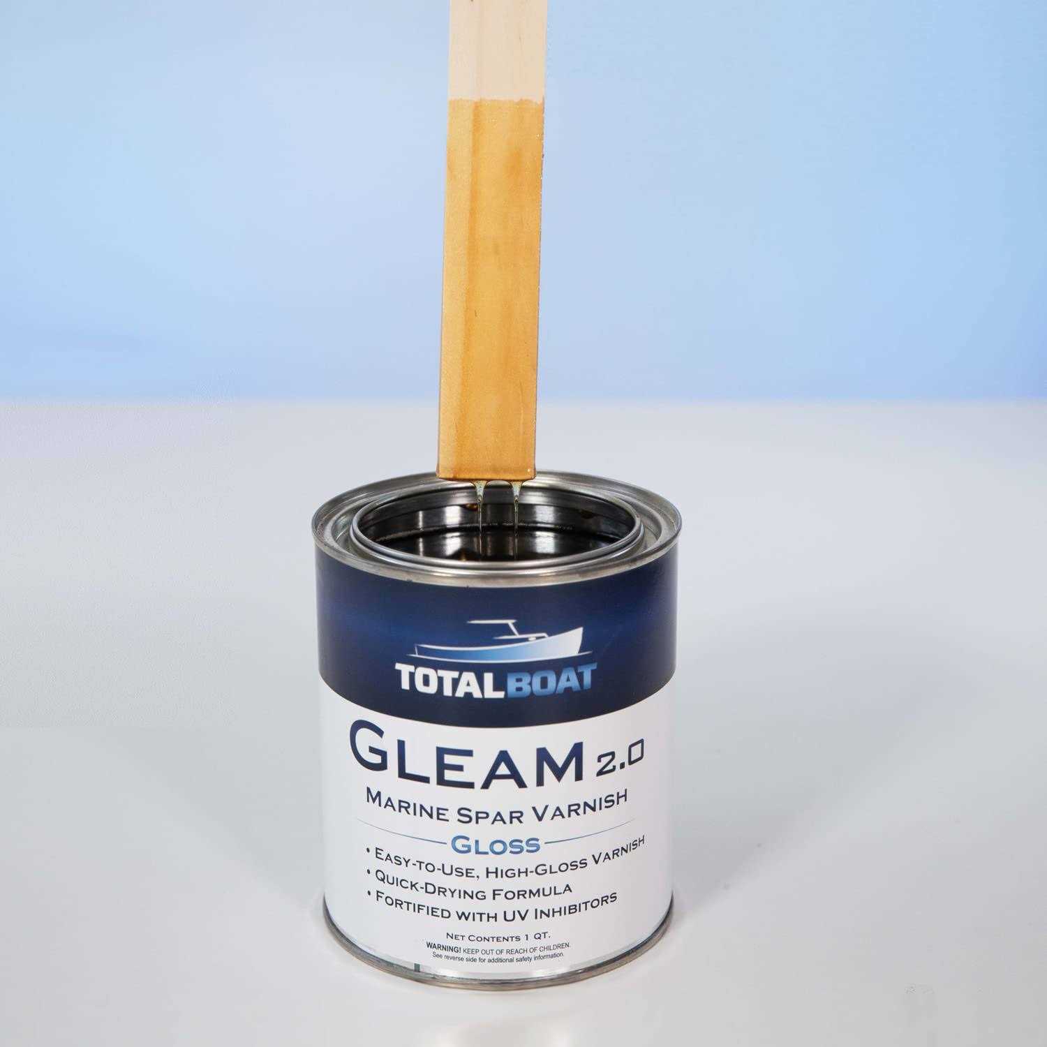 TotalBoat Gleam Marine Spar Varnish Gloss and Satin Polyurethane Finish for Wood Boats and Outdoor Furniture
