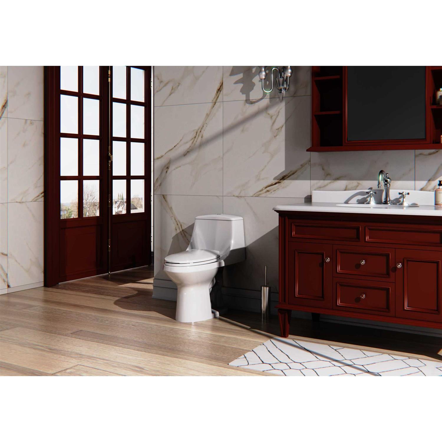 Project Source Laporte White Dual Flush Elongated Chair Height WaterSense Toilet 12-in Rough-in 1.1-GPF MT-20102P