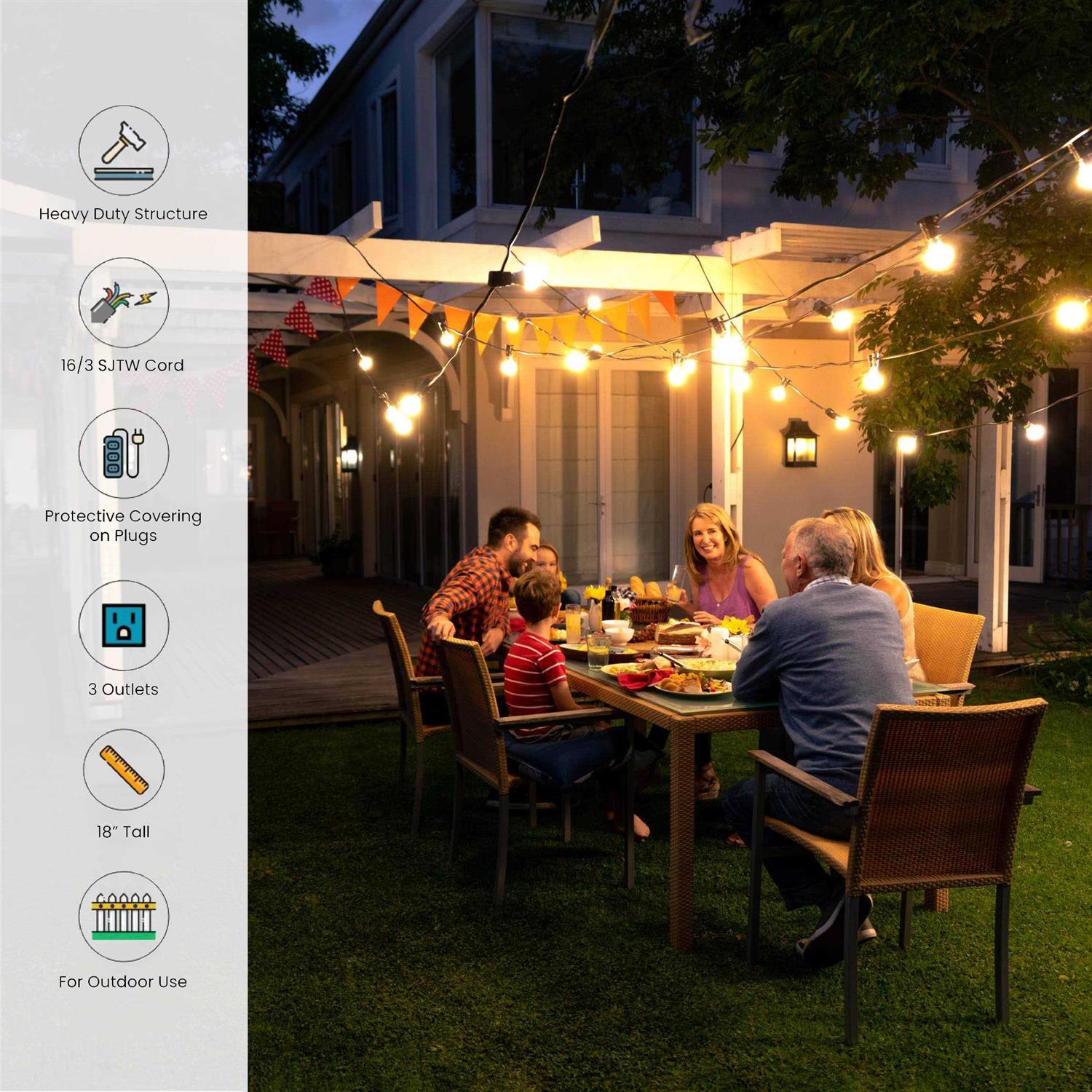 GoGreen Power 18/2 18' 3-Outlet Outdoor Power Stake