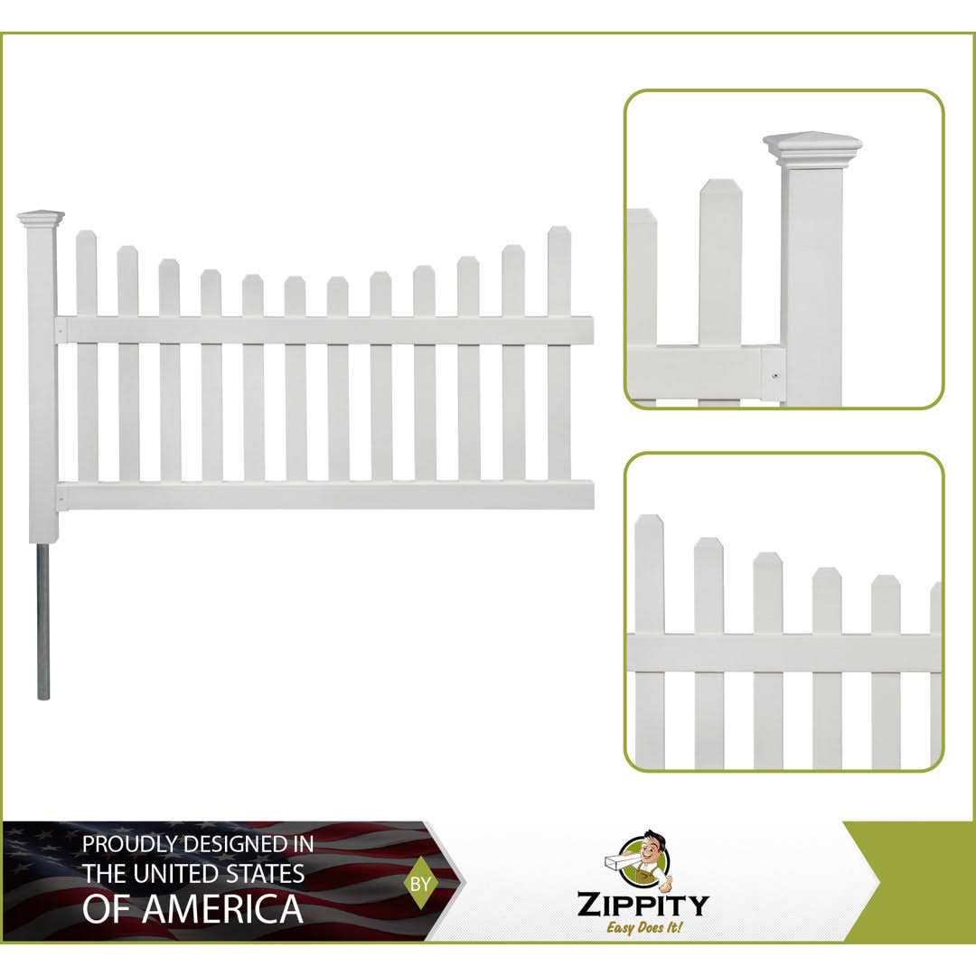 Zippity Outdoor Products All American Vinyl Picket Fence with No-Dig Steel Pipe Anchor Kit