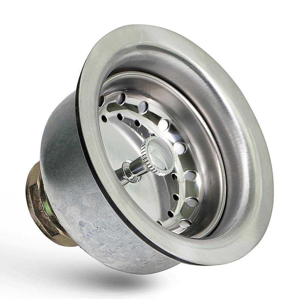 The Plumber's Choice 3-1/2 in. 4 in. Kitchen Sink Stainless Steel Drain Assembly with Strainer Basket Stopper Double Cup Design