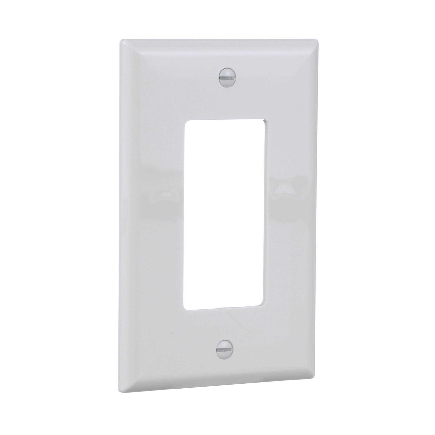Eaton 1-Gang Midsize White Polycarbonate Indoor Decorator Wall Plate PJ26W-F-LW