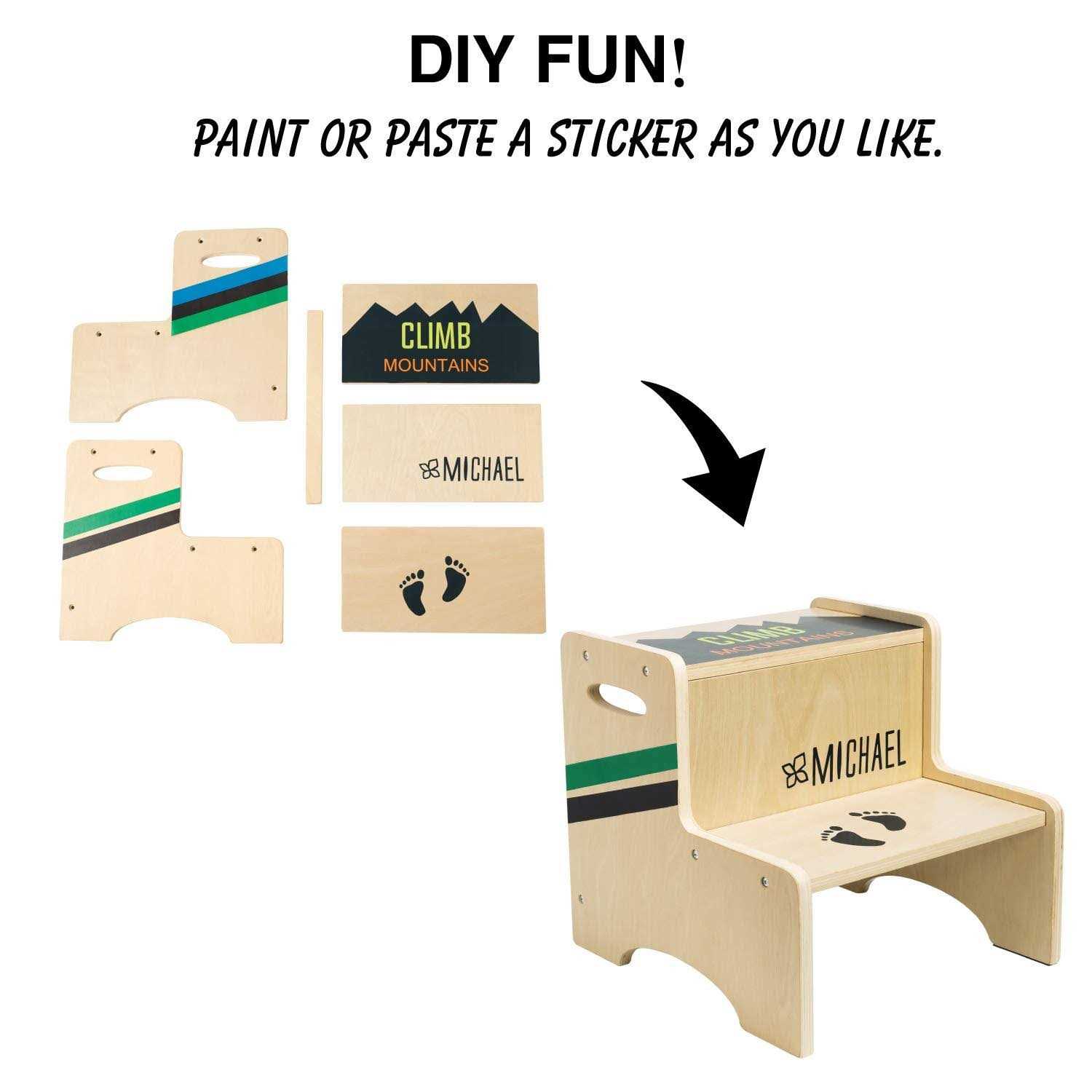 Wood City Wooden Toddler Step Stool for Kids Bathroom Potty Stool & Kitchen Stool