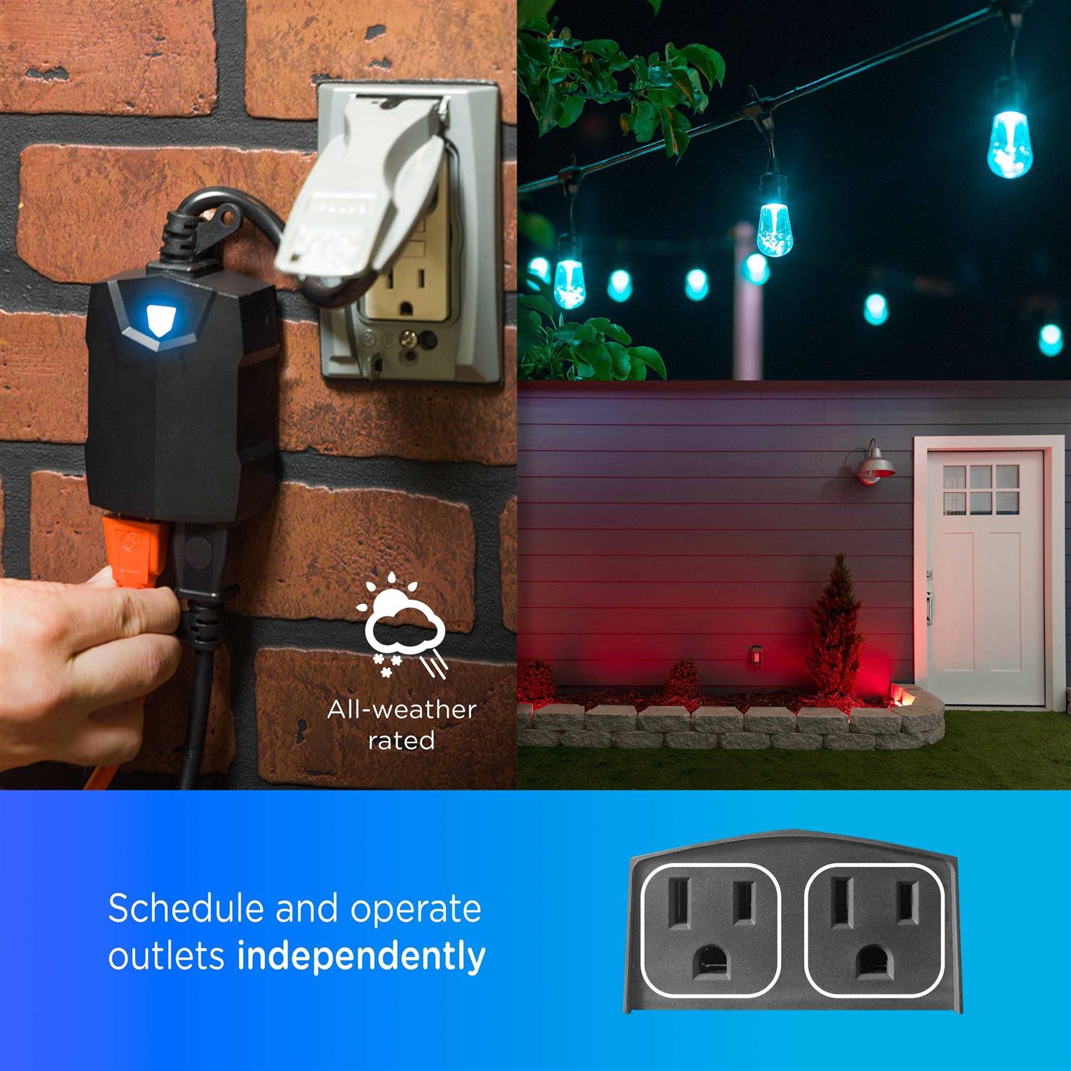 Enbrighten Wi-Fi 125-Volt 2-Outlet Outdoor Smart Plug 51375-T1