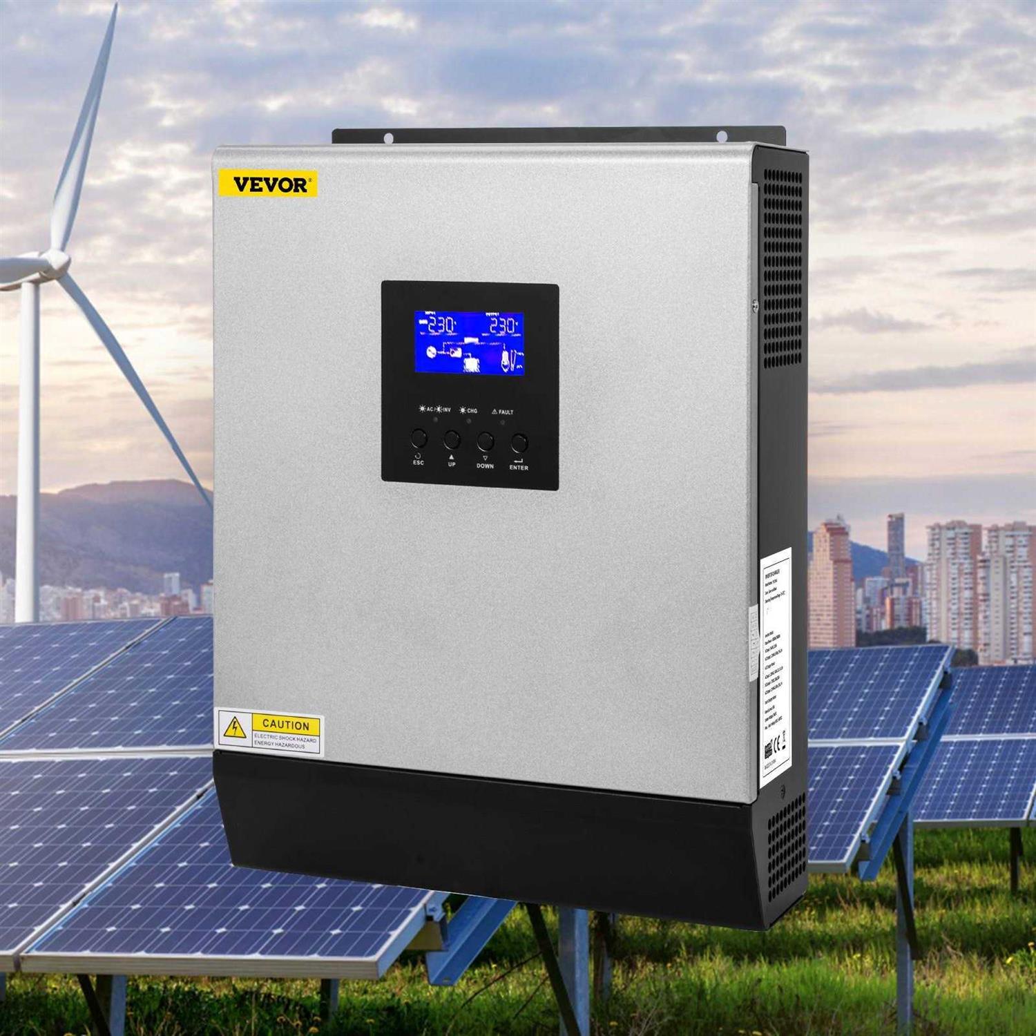 VEVOR Hybrid Solar Inverter 3KVA 2400W Pure Sine Wave Off-Grid Inverter