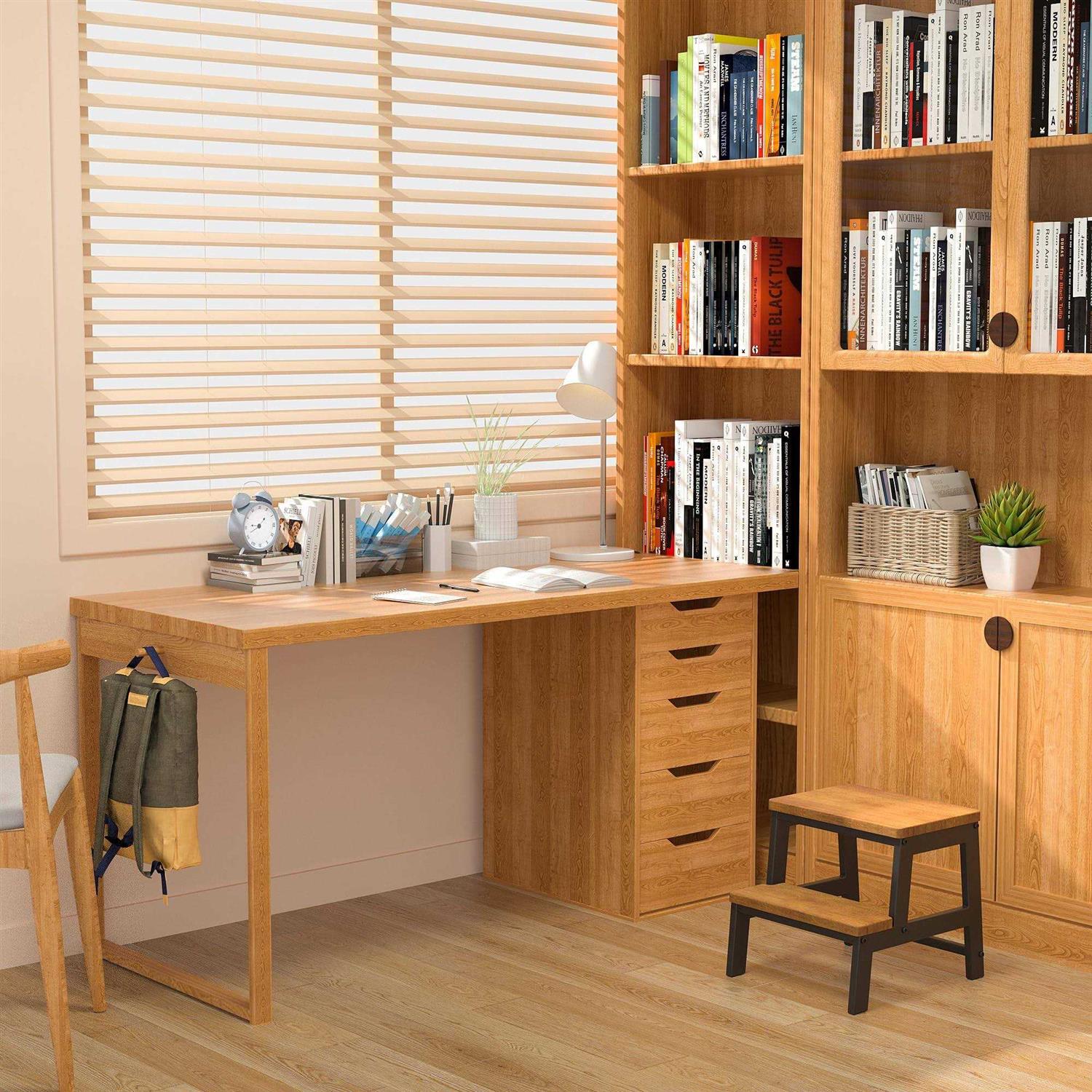 RORKEE Wooden Step Stools for Adults Kids Heavy Duty 2 Step Stool for High Bed Kitchen Bathroom