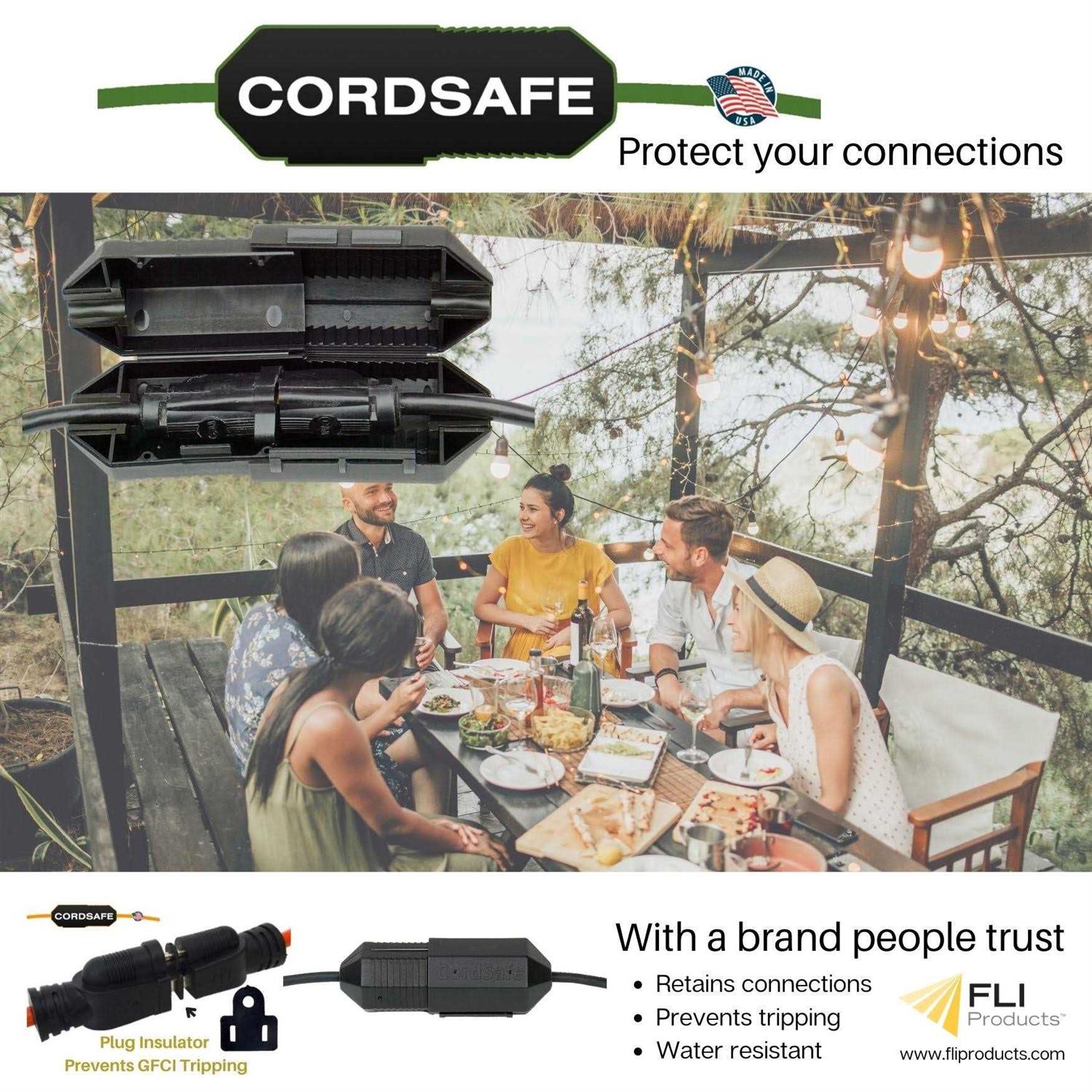 Cordsafe Extension Cord Plug Protector Safety Cover Water-Resistant Indoor Outdoor