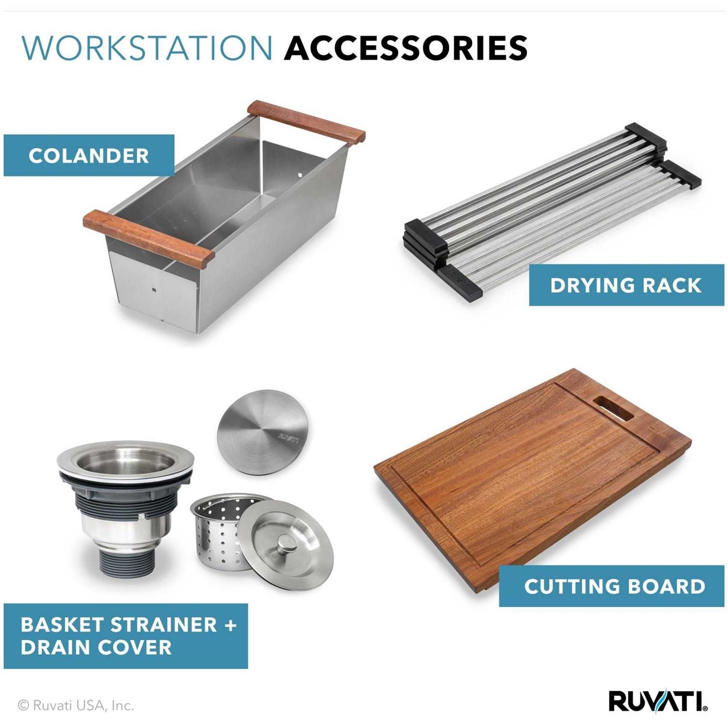 Ruvati 30-inch Workstation Ledge Undermount 16 Gauge Stainless Steel Kitchen Sink Single Bowl RVH8310