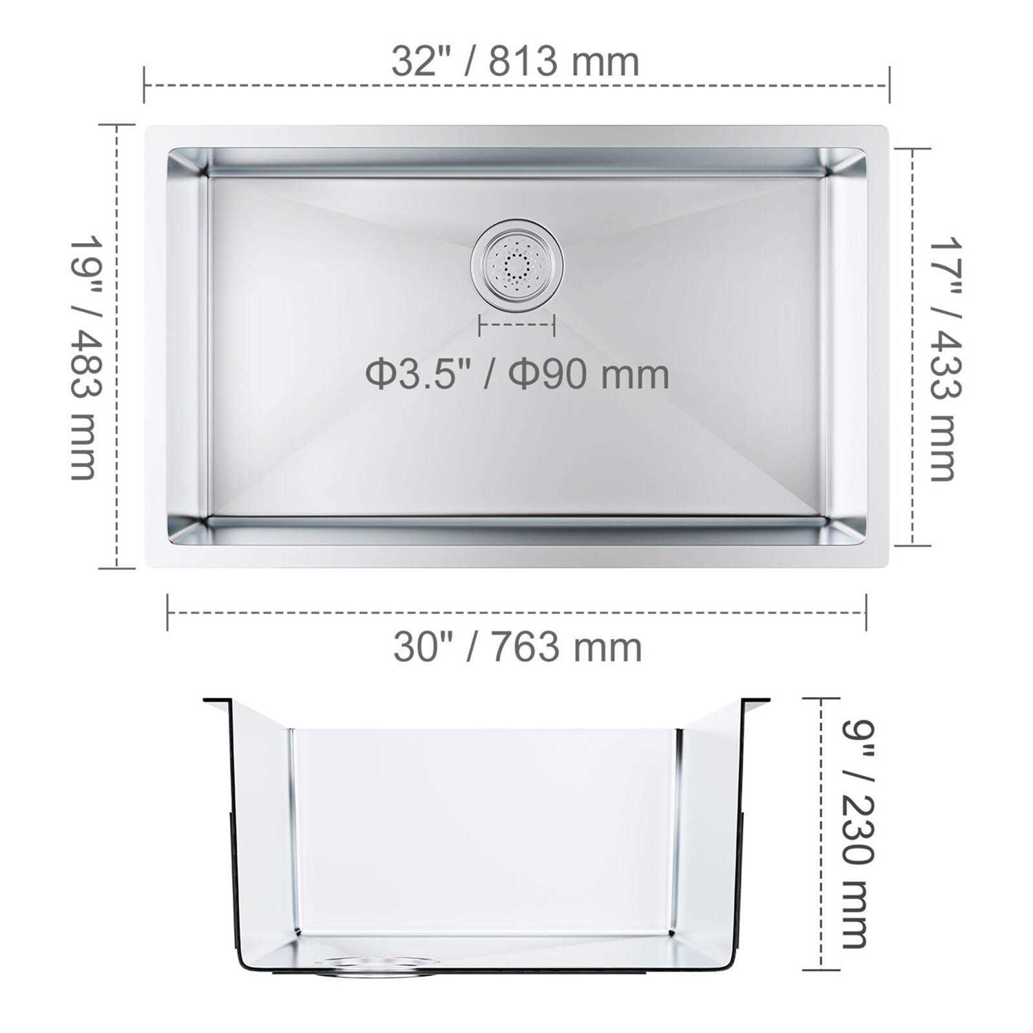 VEVOR Kitchen Sink 304 Stainless Steel Drop-In Sinks QRSSCTXPDCY30ZB7SV0