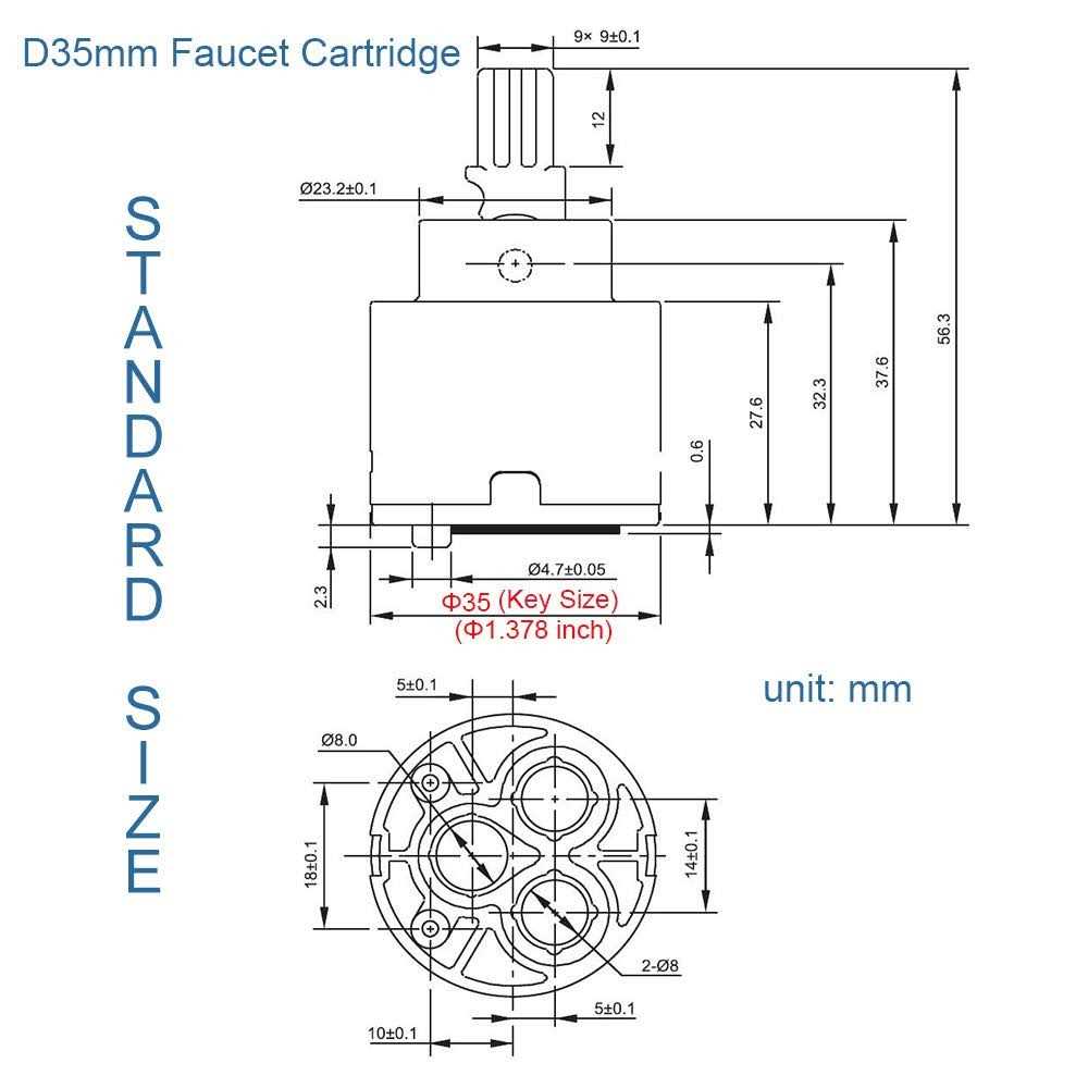 XUCHUAN Diameter 35mm Ceramic Faucet Cartridge Replacement for Single Handle Kitchen Basin Shower Faucet Part