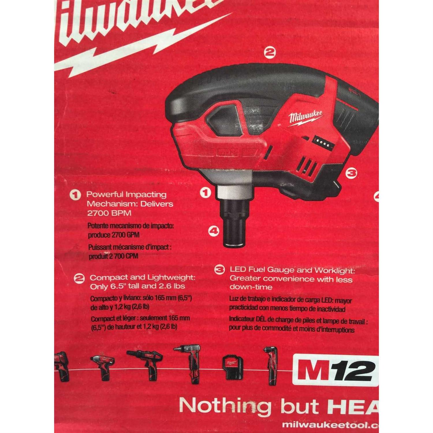 Milwaukee M12 2458-21 Cordless Palm Nailer
