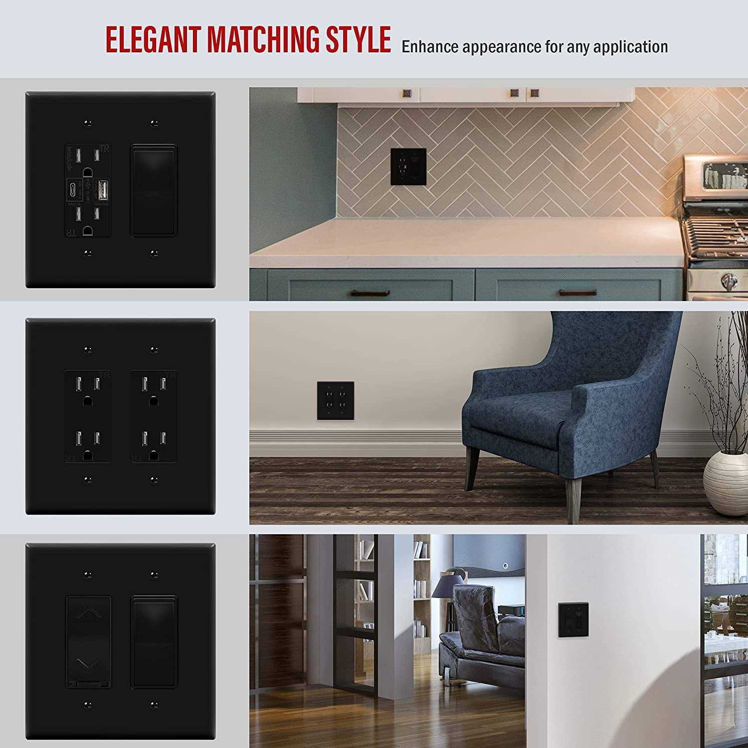 Enerlites Double Decorator Switch Cover Two Gang Outlet Wall Plate