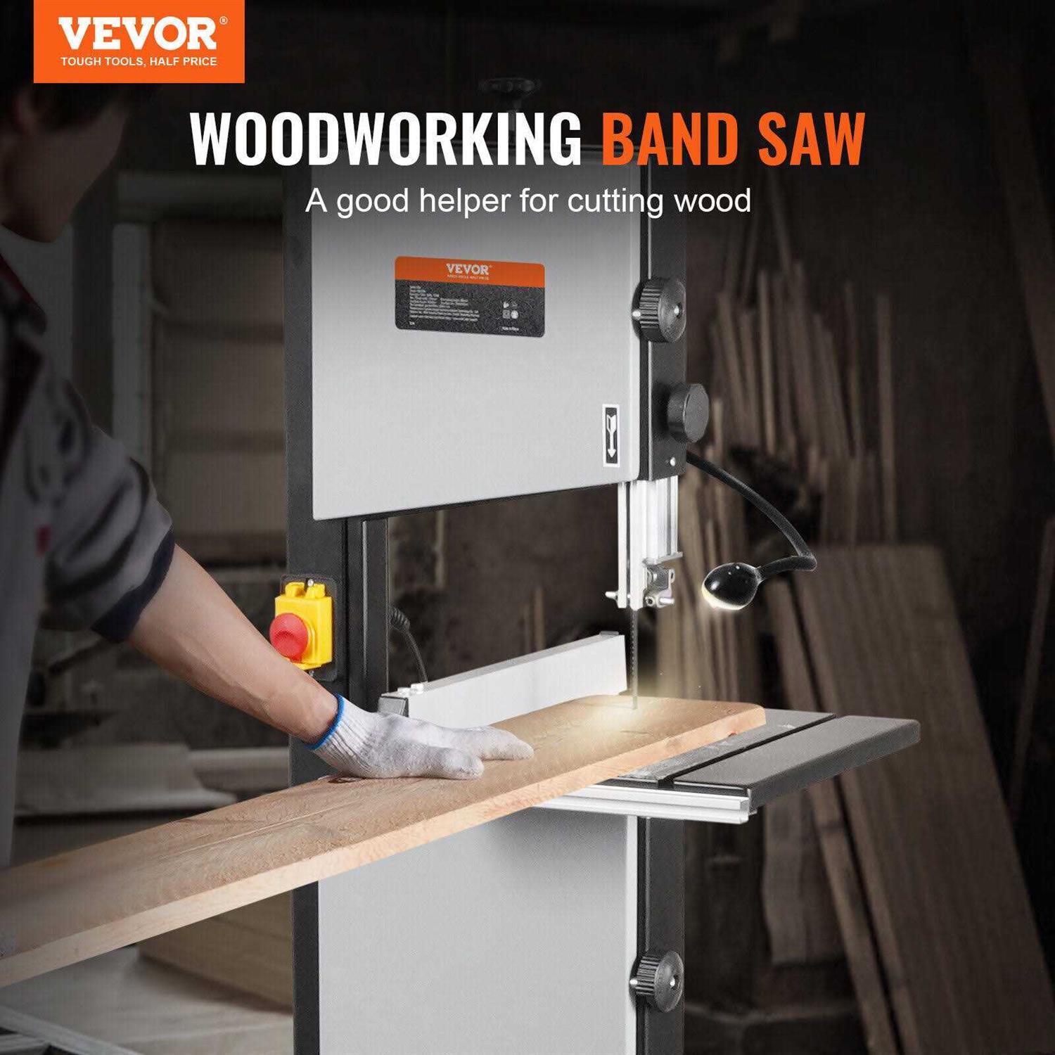 VEVOR Band Saw with Stand 10-Inch 560 & 1100 Rpm Two-Speed Benchtop Bandsaw