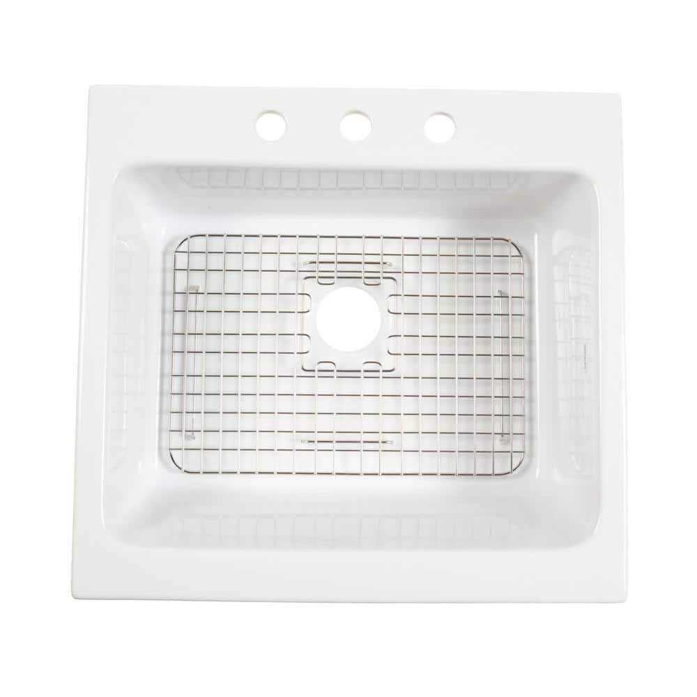 SINKOLOGY SK452-26FC-3 Josephine Quick-Fit Drop-in Farmhouse Fireclay 25.85 in. 3-Hole Single Bowl Kitchen Sink in Crisp White