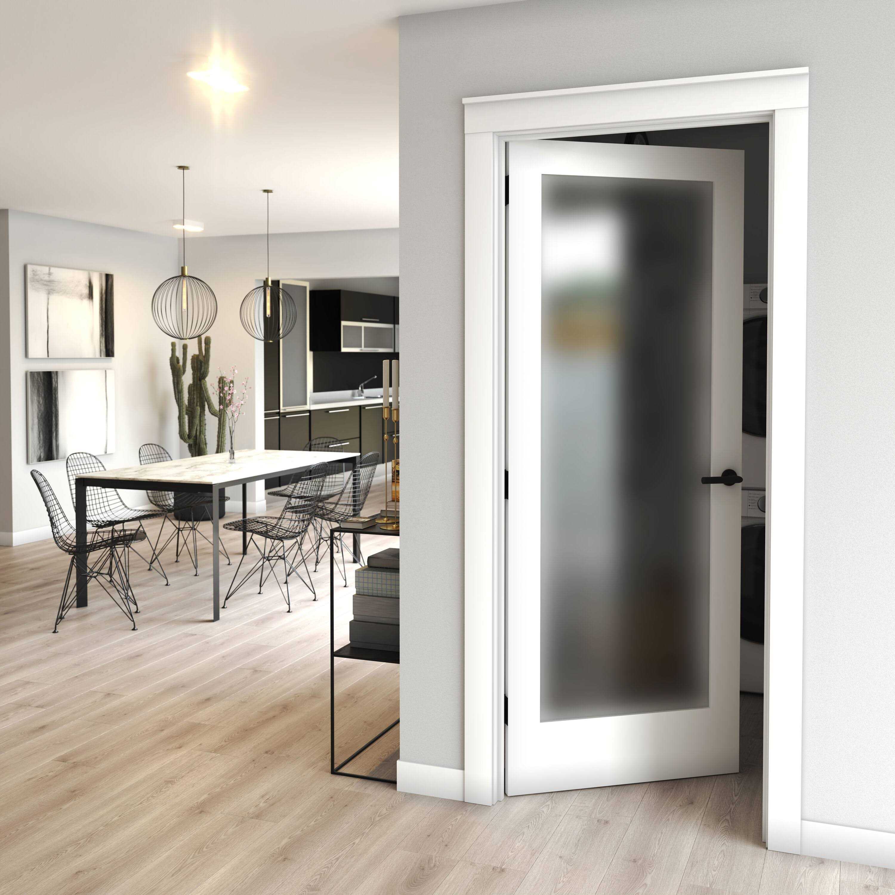 EightDoors 24 in. x 80 in. x 1-3/8 in. Frosted Glass 1-Lite Shaker Primed Solid Wood Core Interior Door Slab 50388014802435FRSH