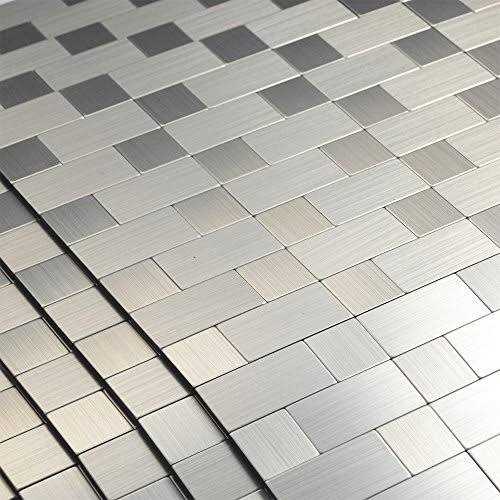 Yipscazo Peel and Stick Tile Backsplash Stainless Steel Stick on Tile for Kitchen Wall