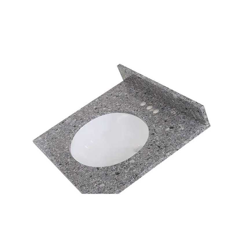 Home Decorators Collection Stone Effects 37 in. W x 22 in. D Ceramic Vanity Top in Winter Mist with White Rectangular Single Sink