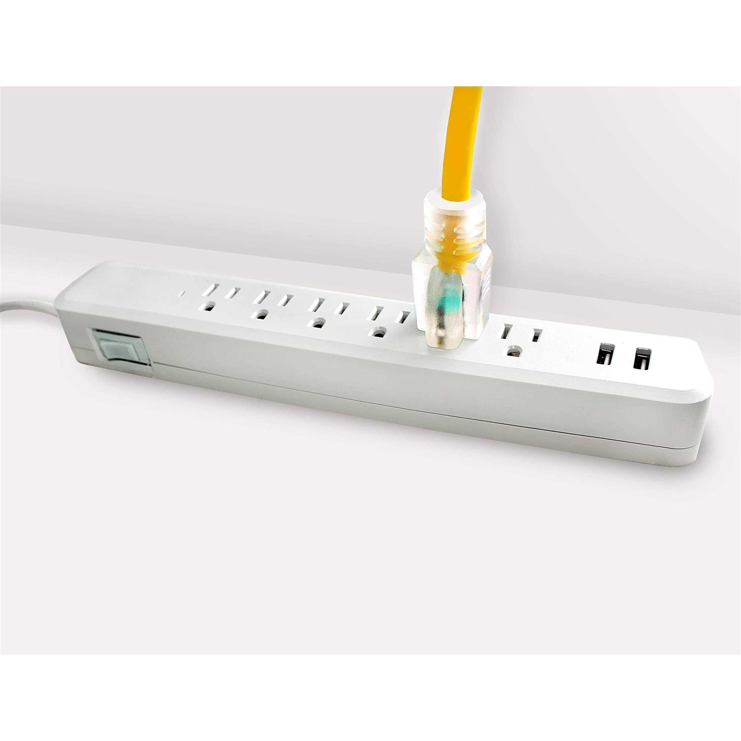 LifeSupplyUSA Amp 125-Volt SJTW Indoor/Outdoor Heavy-Duty Lighted End Extension Cord