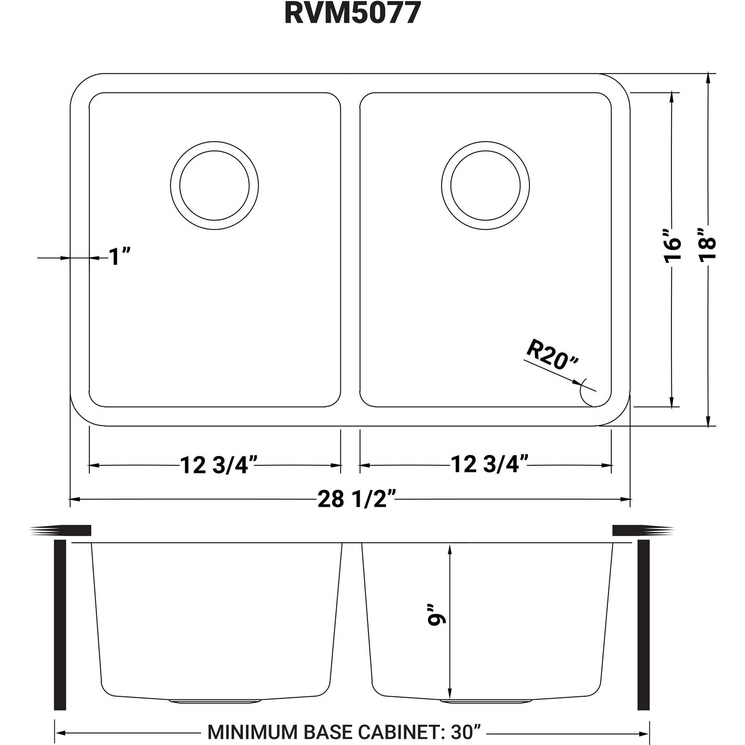 Ruvati 28-inch Undermount Kitchen Sink 50/50 Double Bowl 16 Gauge Stainless Steel RVM5077