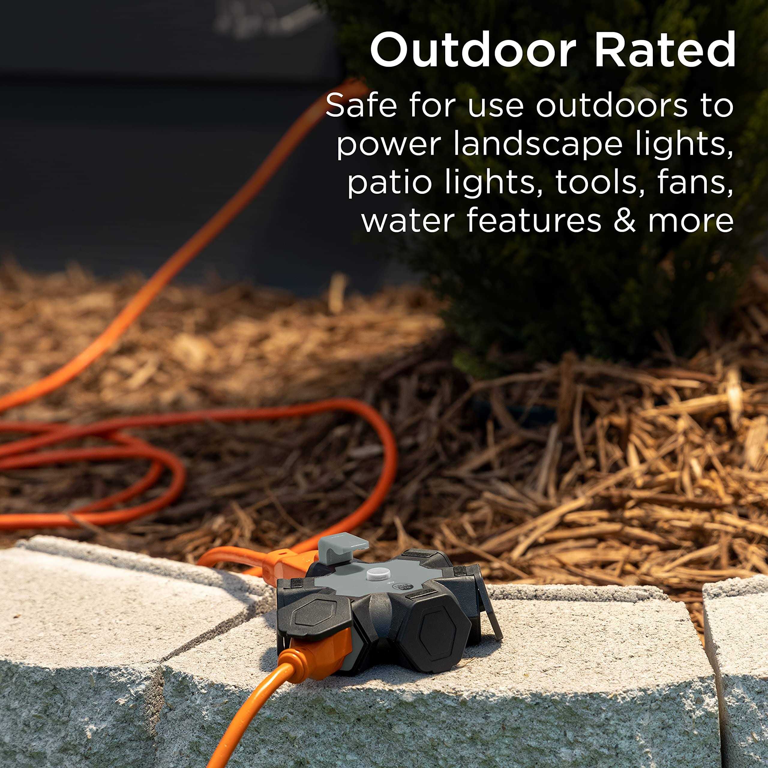 UltraPro 5-Outlet Heavy Duty Outdoor Wall Tap with Power Indicator Light and Hook