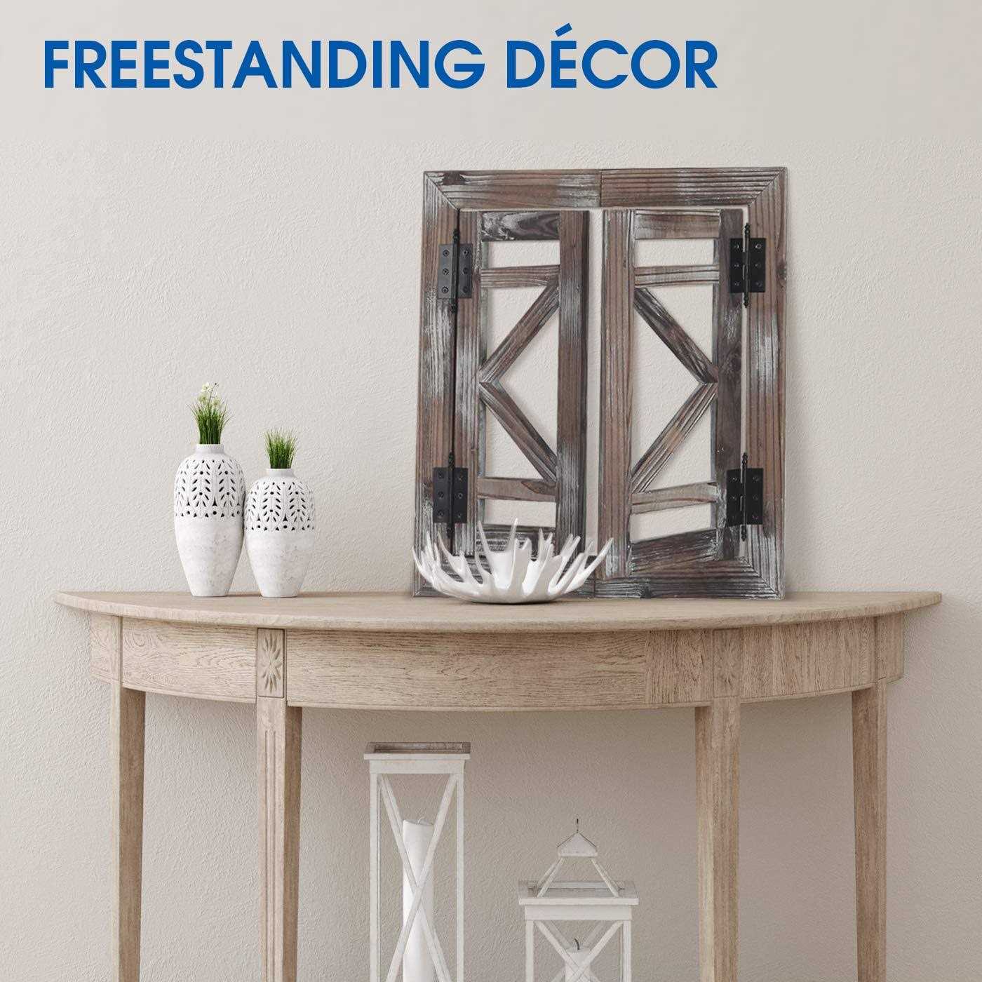 J JACKCUBE DEISGN Rustic Wood Window Frame with Opening-doors Wall Art Decor Hanging Window Panes