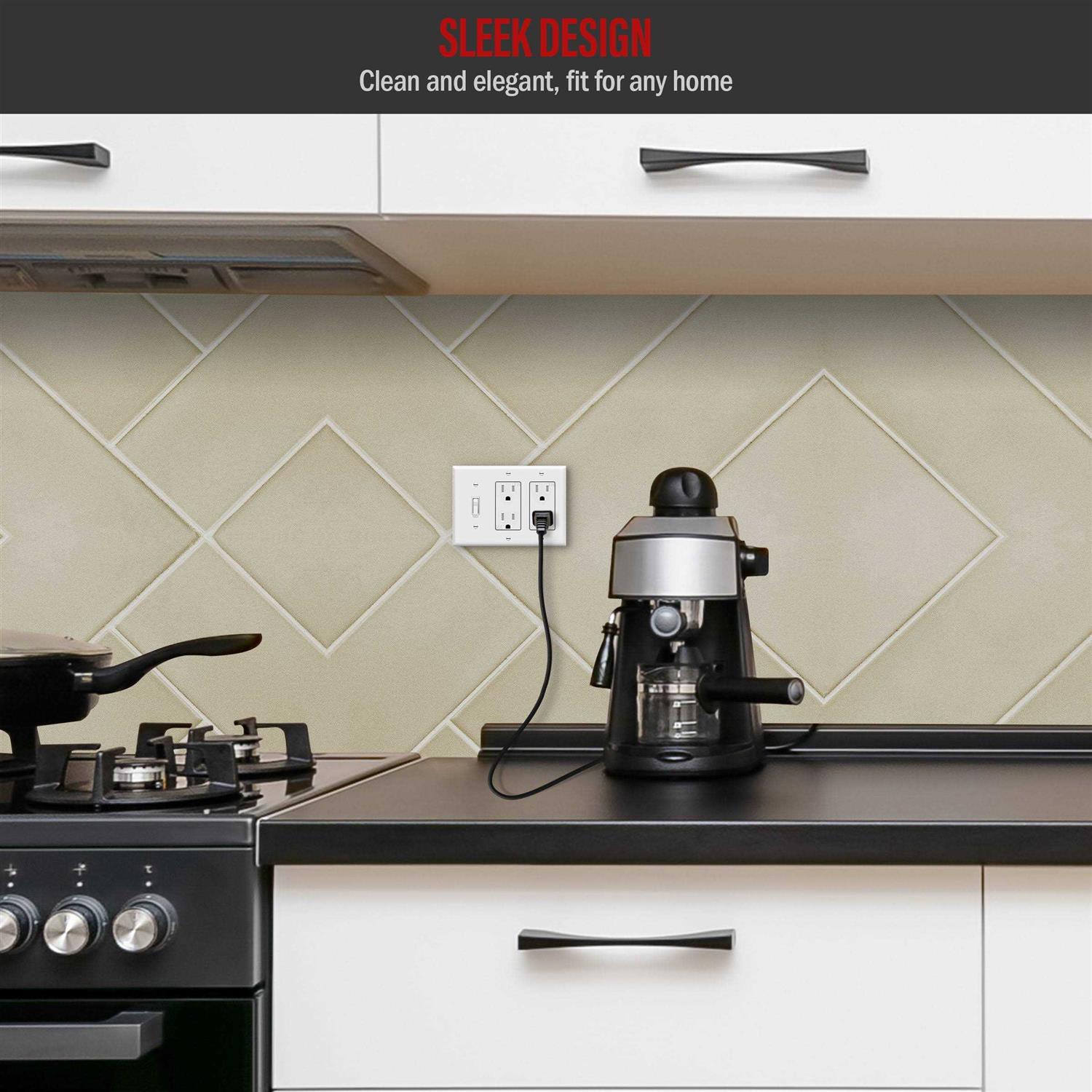 Enerlites Combination Toggle Switch / Double Decorator Rocker Wall Plate 881132-W