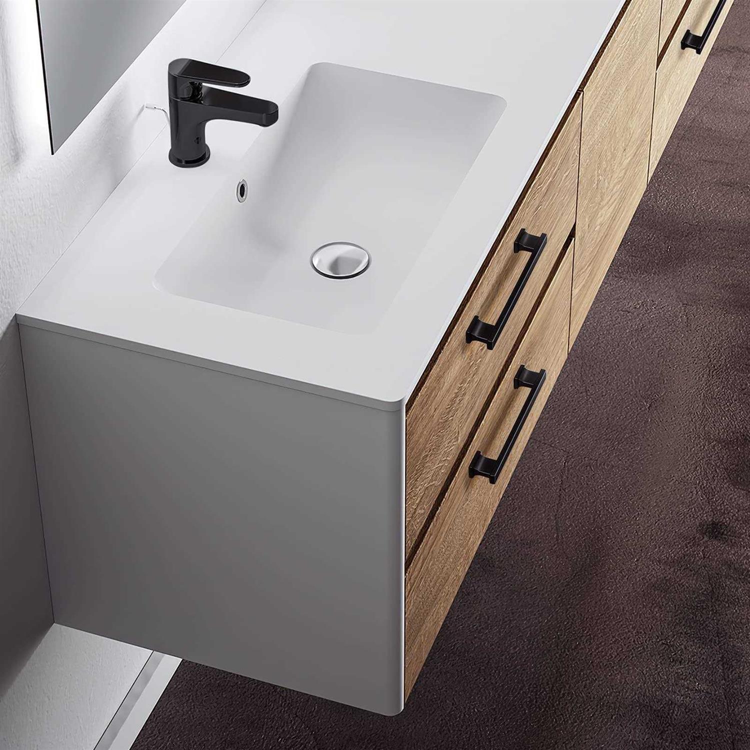 Vehcil Square Matte Black Cabinet Pulls 5 Inch Hole Centers Kitchen Cabinet Handles Drawer Pulls Kitchen Hardware for Cabinets