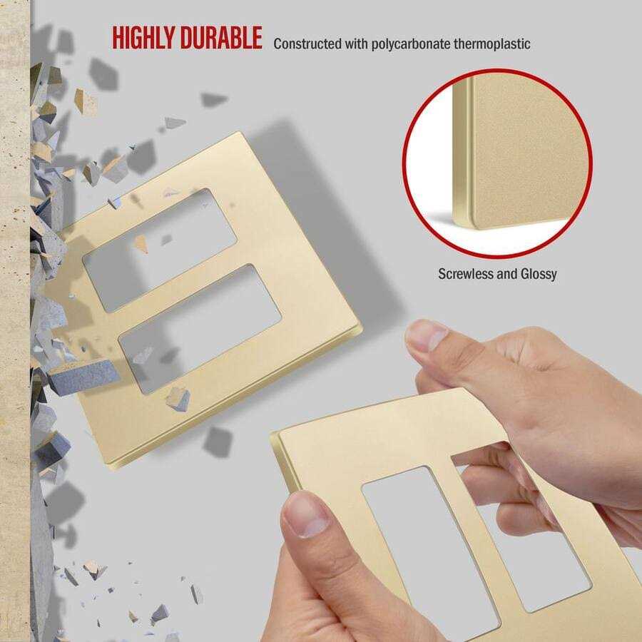 Screwless 2-Gang Decorator Wall Plate Enerlites
