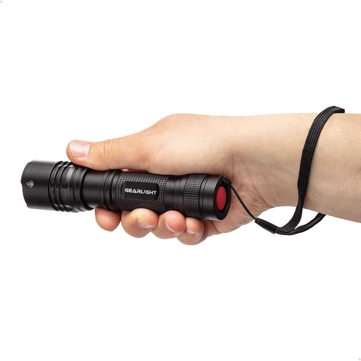 GearLight TAC LED Flashlight Pack 2 Super Bright Compact Tactical Flashlights with High Lumens for Outdoor Activity & Emergen