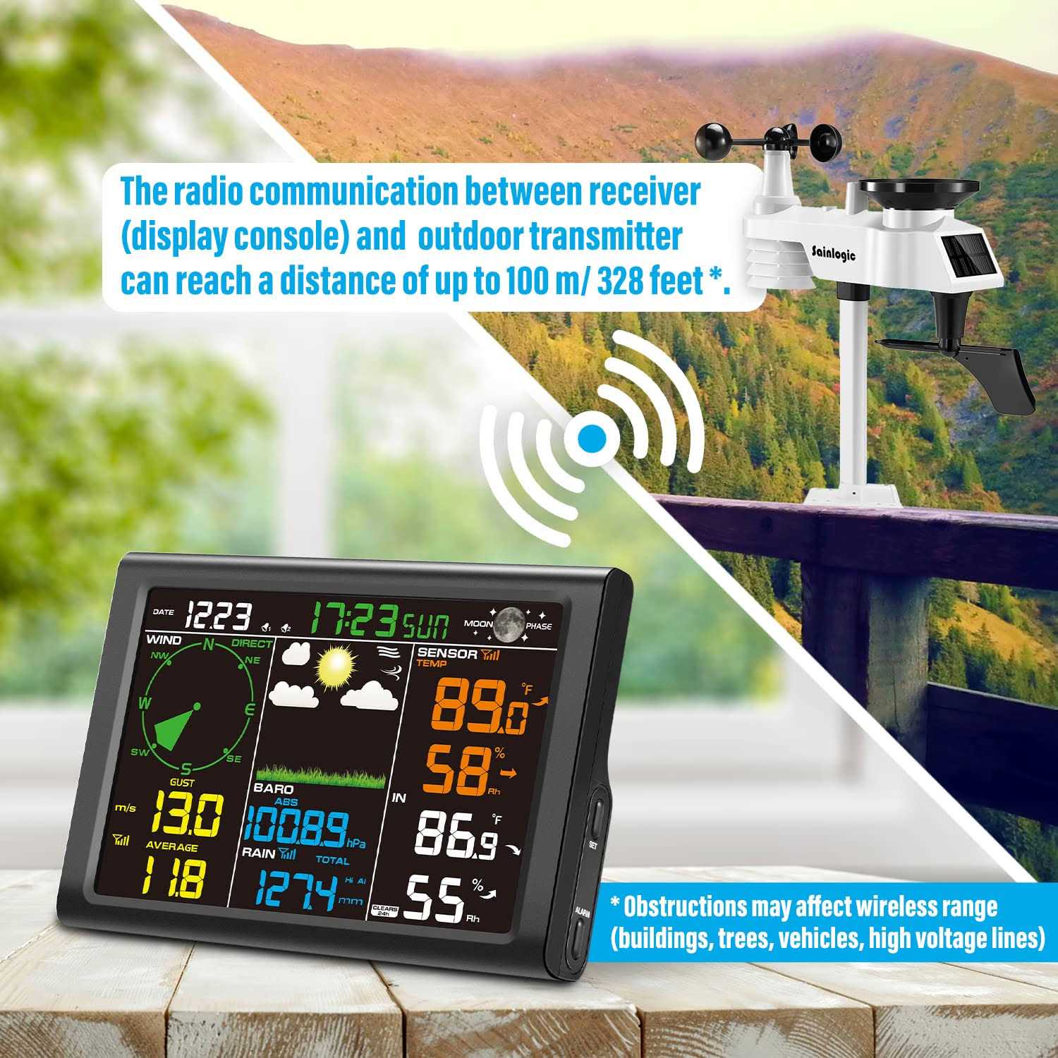 sainlogic Wireless Weather Station with Outdoor Sensor 8-in-1 Weather Station with Weather Forecast