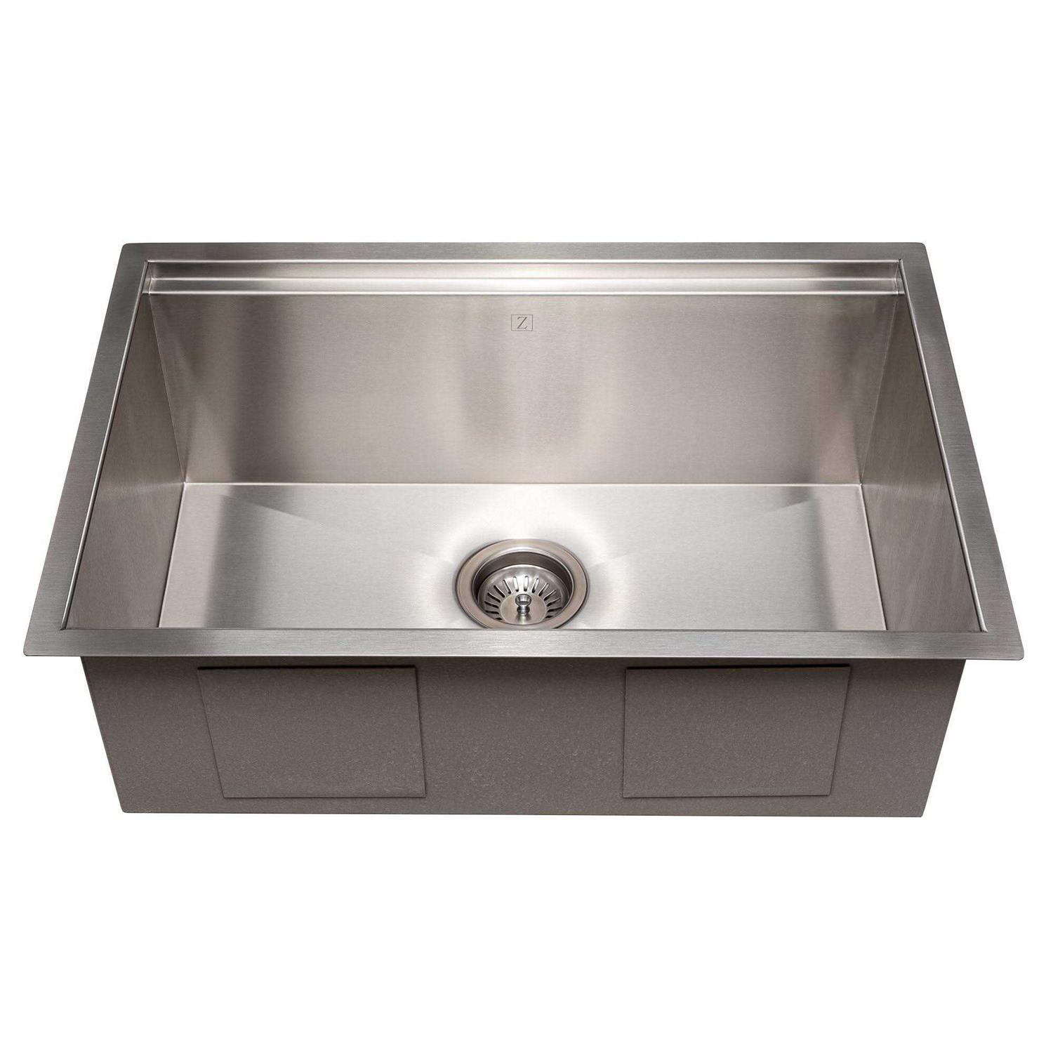 ZLINE 27 in. Garmisch Undermount Single Bowl Stainless Steel Kitchen Sink with Bottom Grid and Accessories SLS-27
