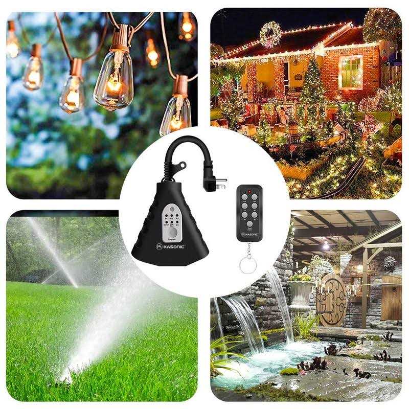 K Kasonic Kasonic Outdoor Light Timer Waterproof Plug in Sensor Outlet Timer Switch