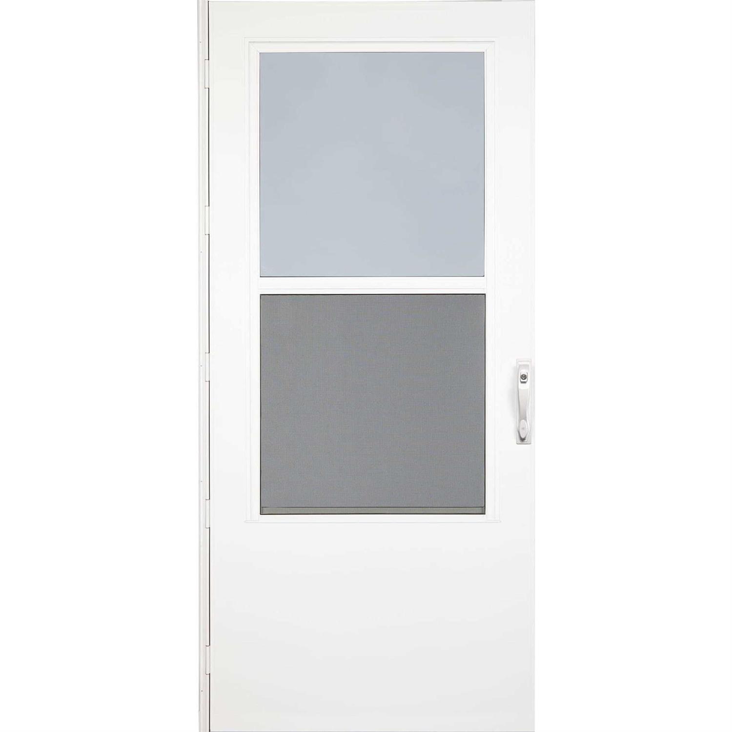 LARSON West Point 36-in x 81-in White Mid-view Self-storing Wood Core Storm Door