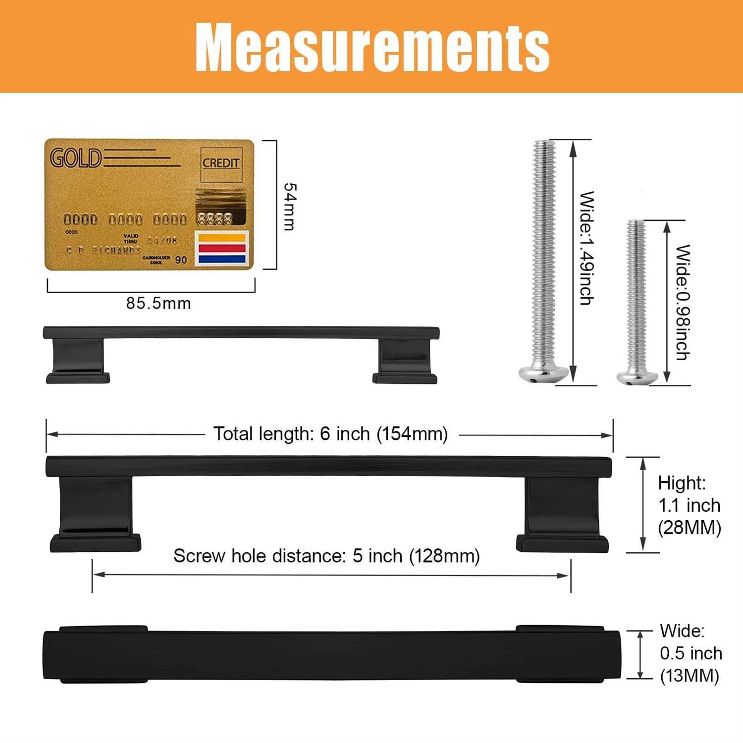 Vehcil Square Matte Black Cabinet Pulls 5 Inch Hole Centers Kitchen Cabinet Handles Drawer Pulls Kitchen Hardware for Cabinets