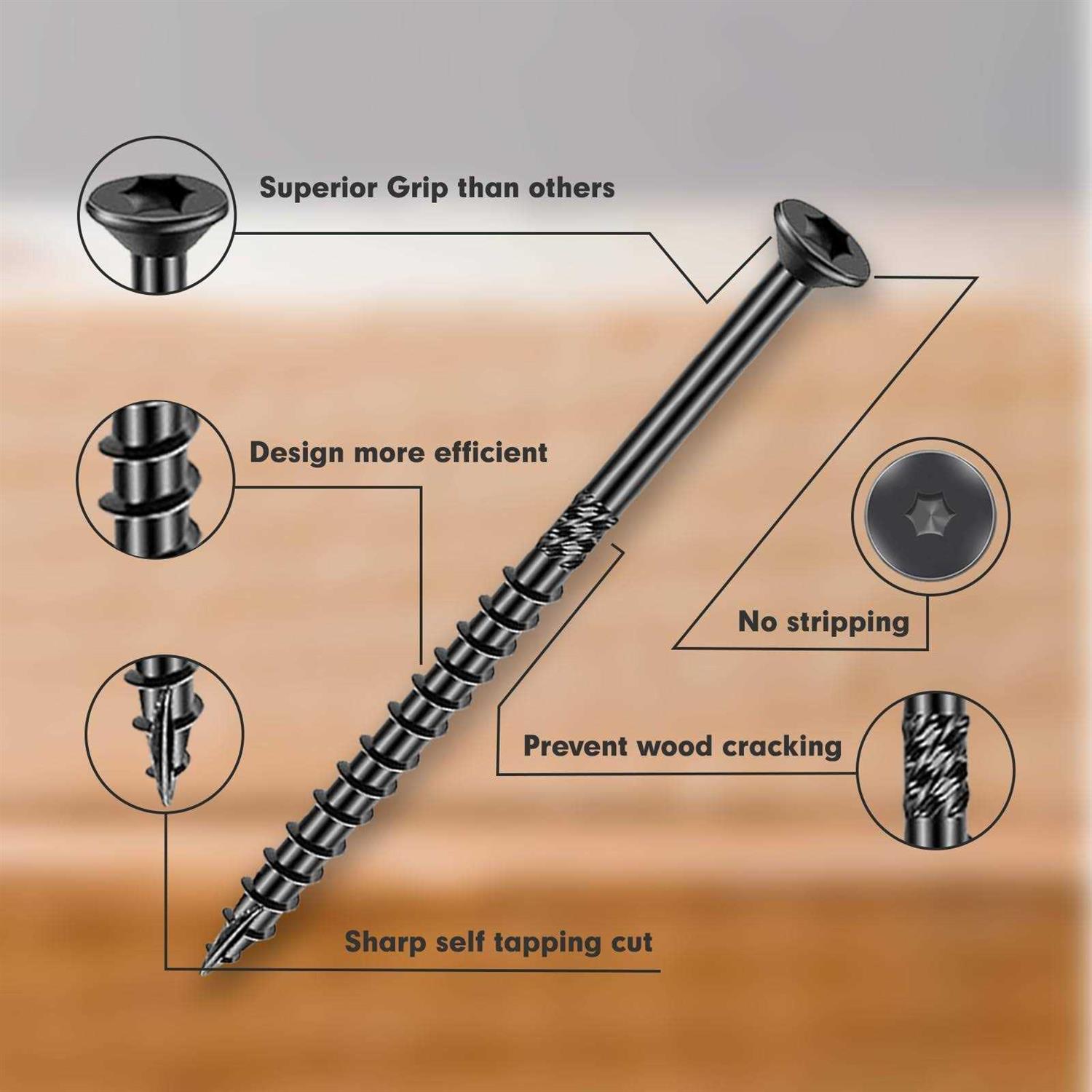 FMhotu Heavy-Duty Outdoor Deck Screws Star Drive Wood Screws