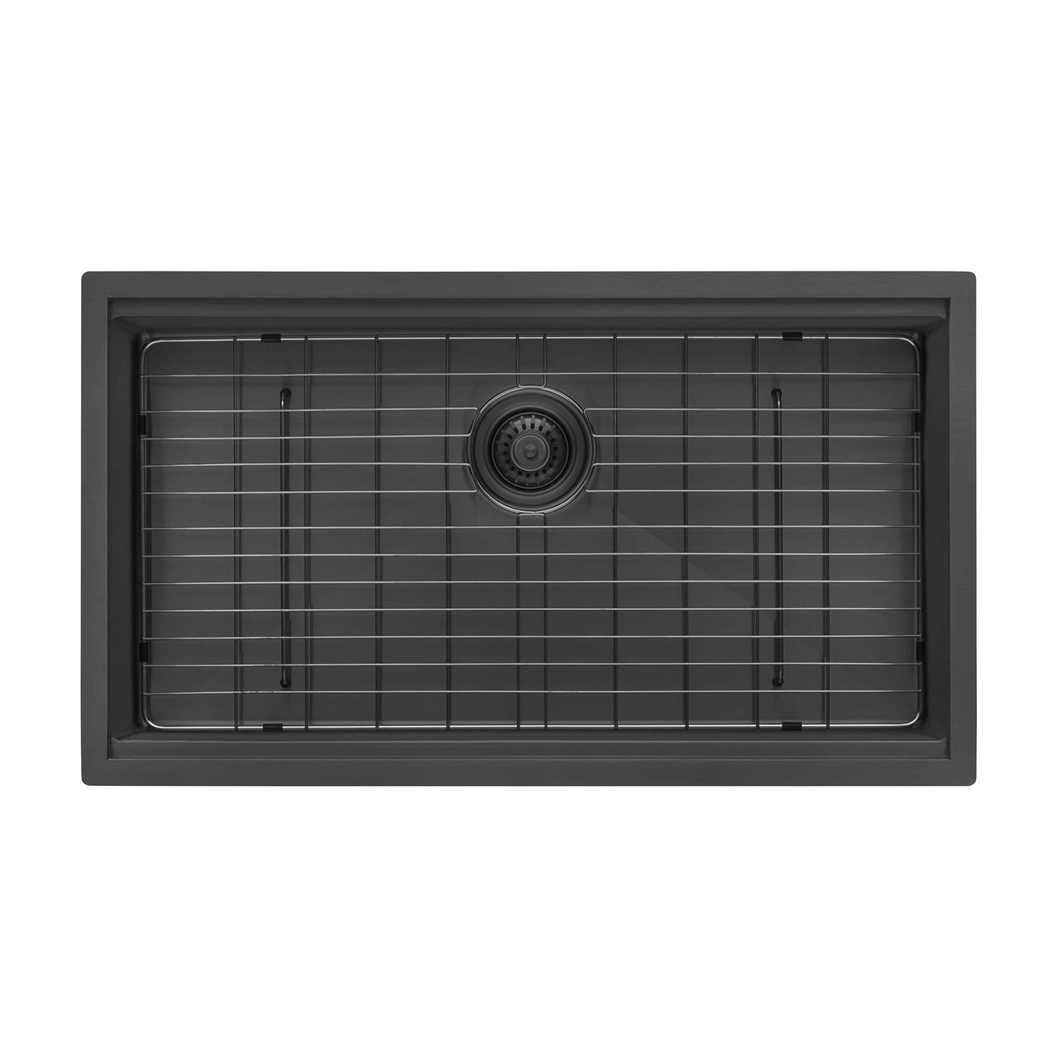 Ruvati 33 inch Gunmetal Black Stainless Steel Workstation Undermount Kitchen Sink Single Bowl RVH6533BL